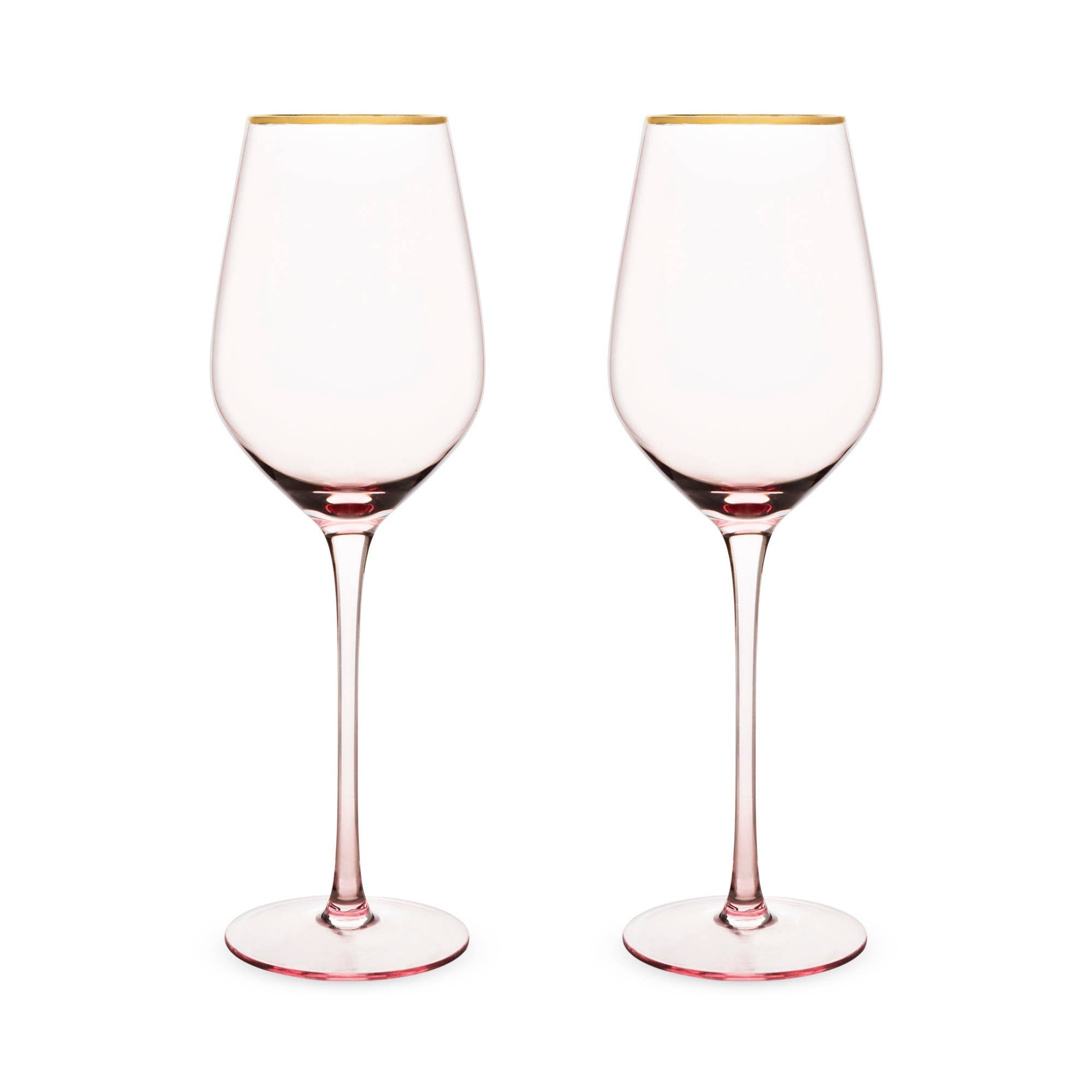 Rose Crystal Gold Rimmed White Wine Glasses Set of 2