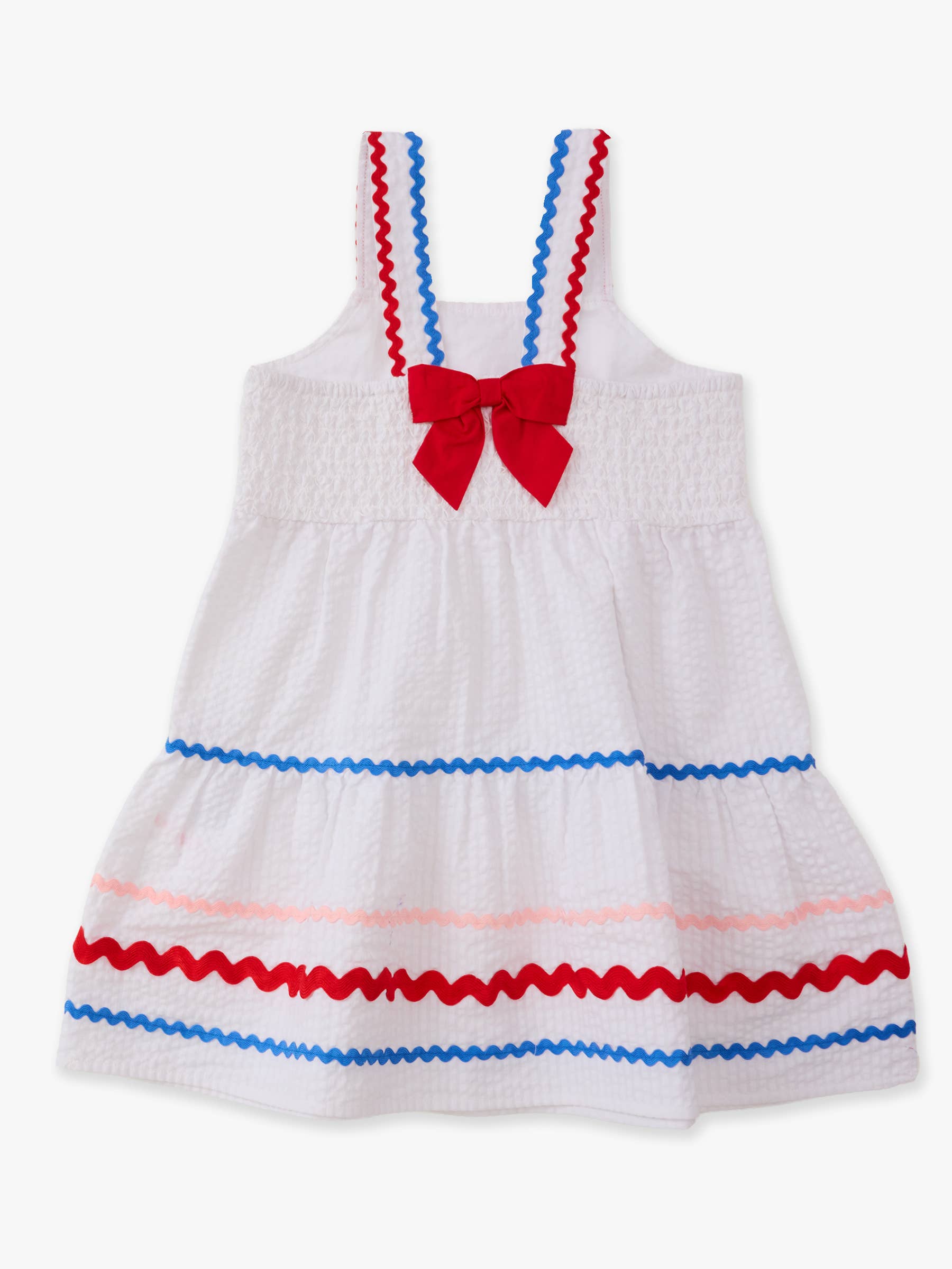 Girls Americana Signature Seersucker Tiered Ric Rac Swing Dress: Multi-Color / 5