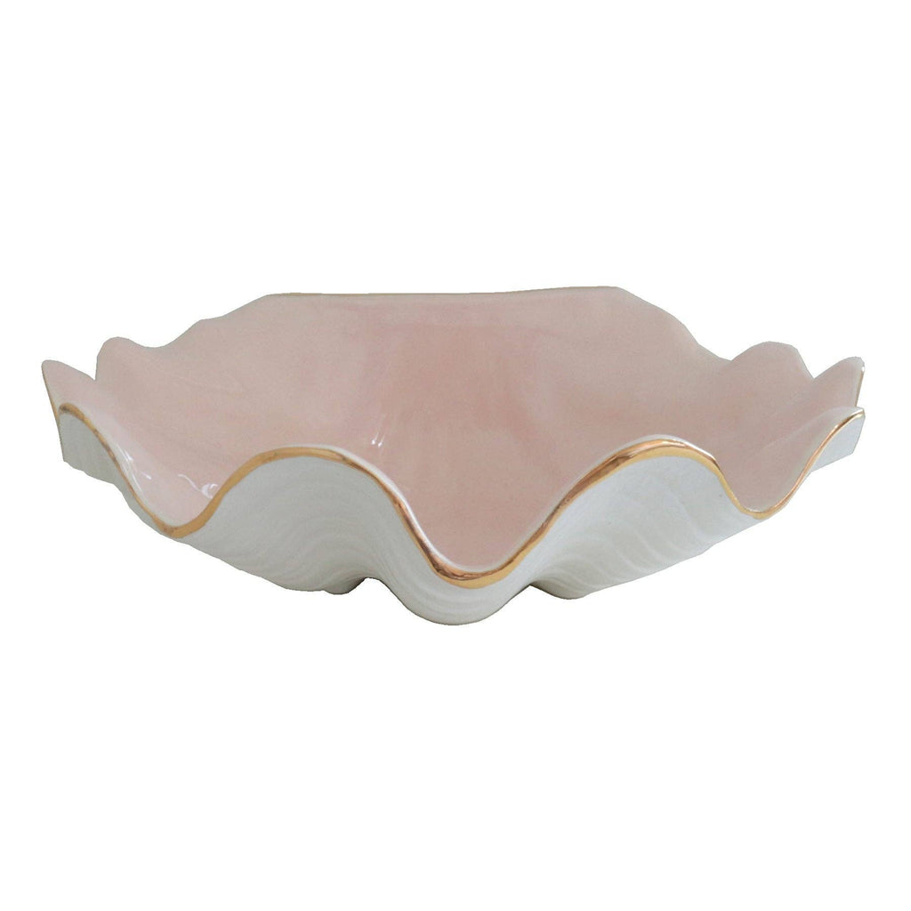 Clam Shell Bowl with 22K Gold Accent: Pink / Large