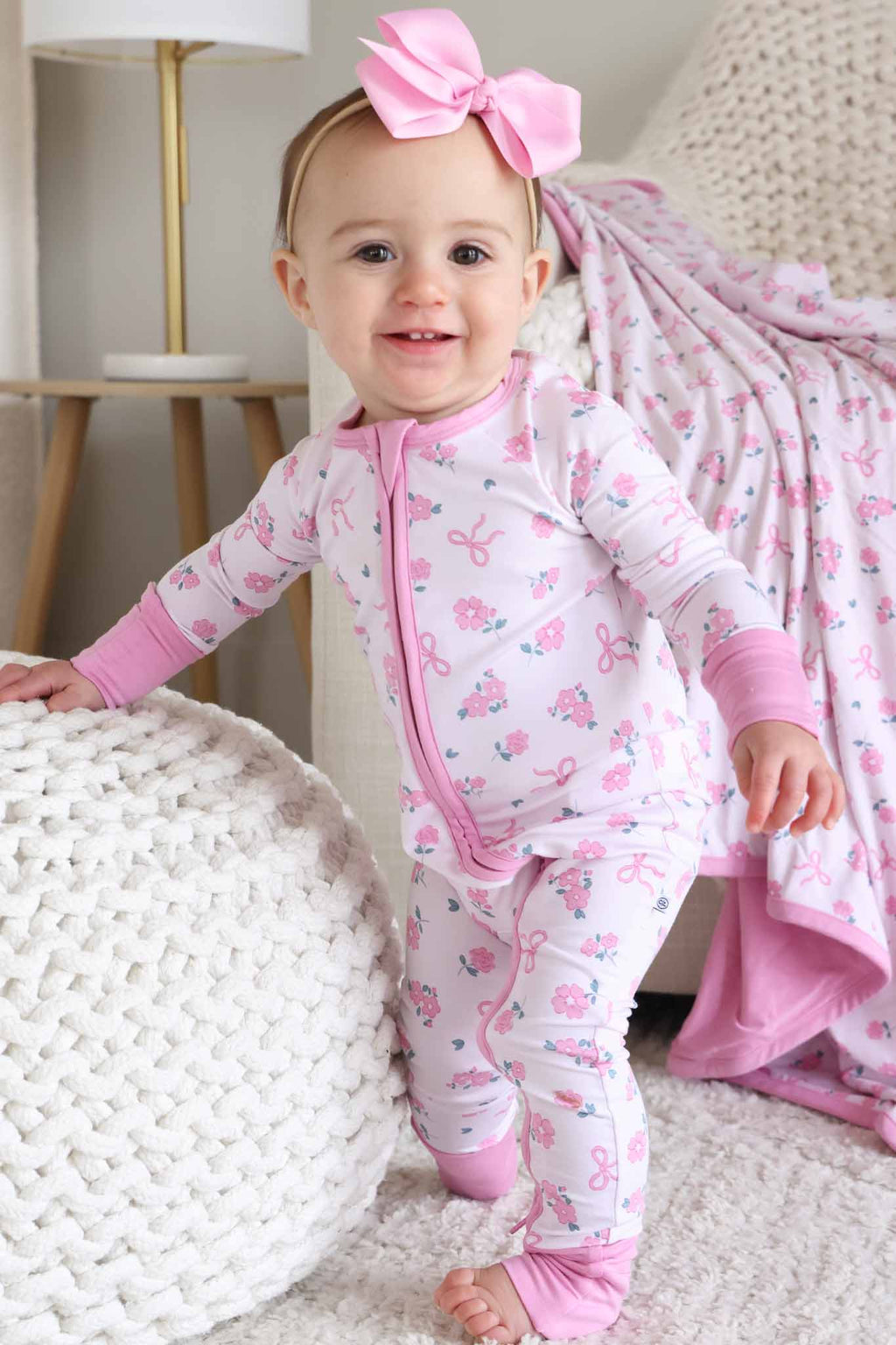 Ribbon & Roses Convertible Zip Romper | Pink: 0-3 months