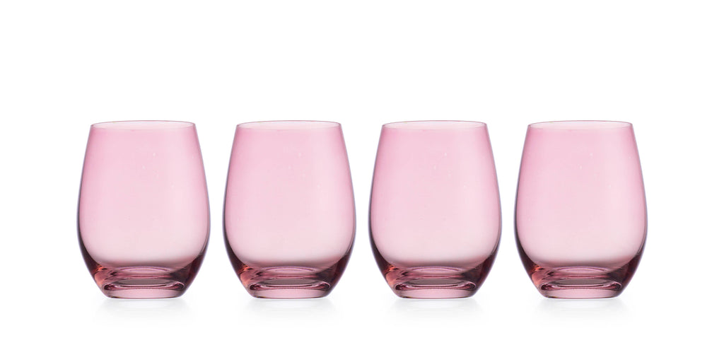 Set of Four Veneto Stemless Wine Glasses - Multi color avail: Amethyst