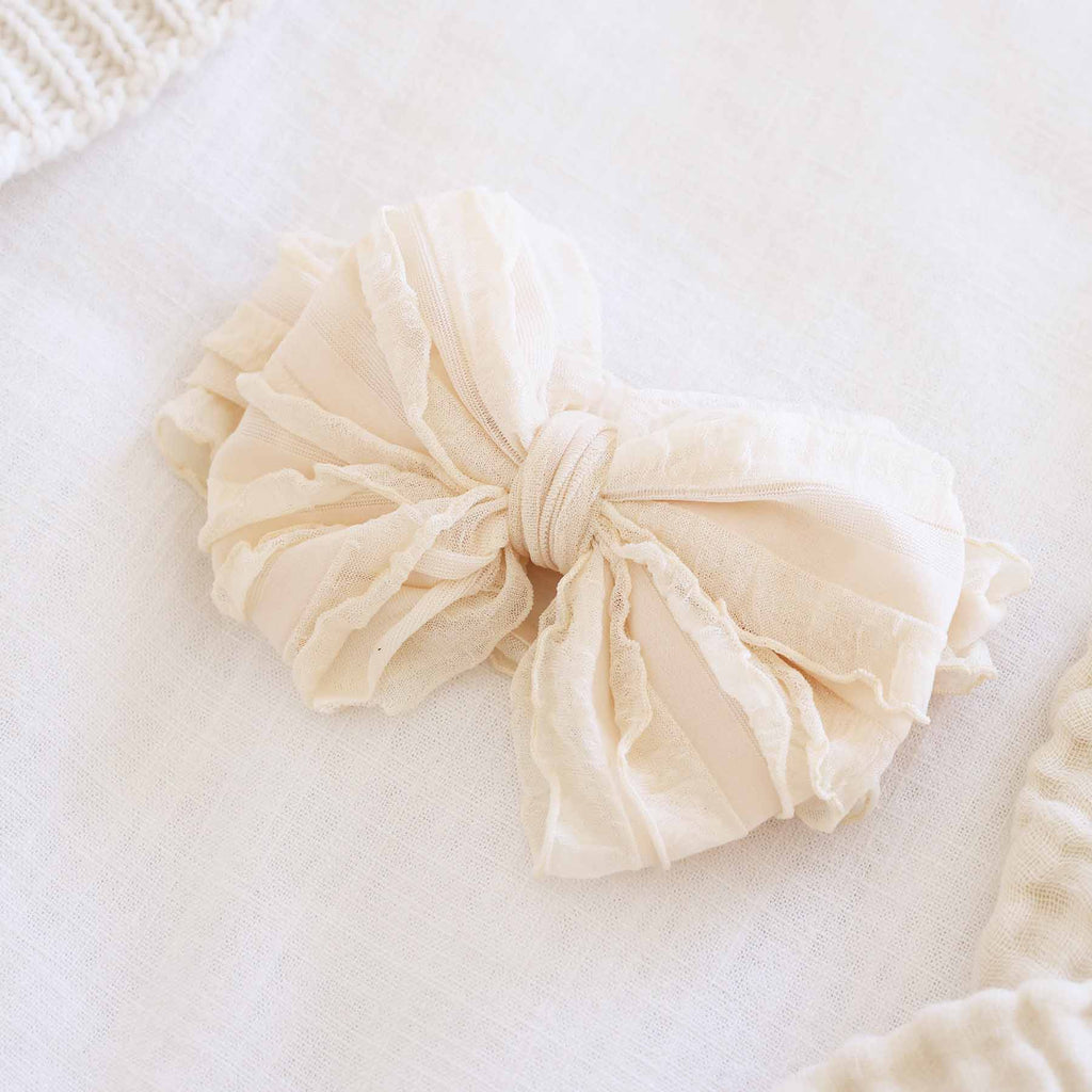 Large Ruffle Knit Bow | Pinks: Lotus