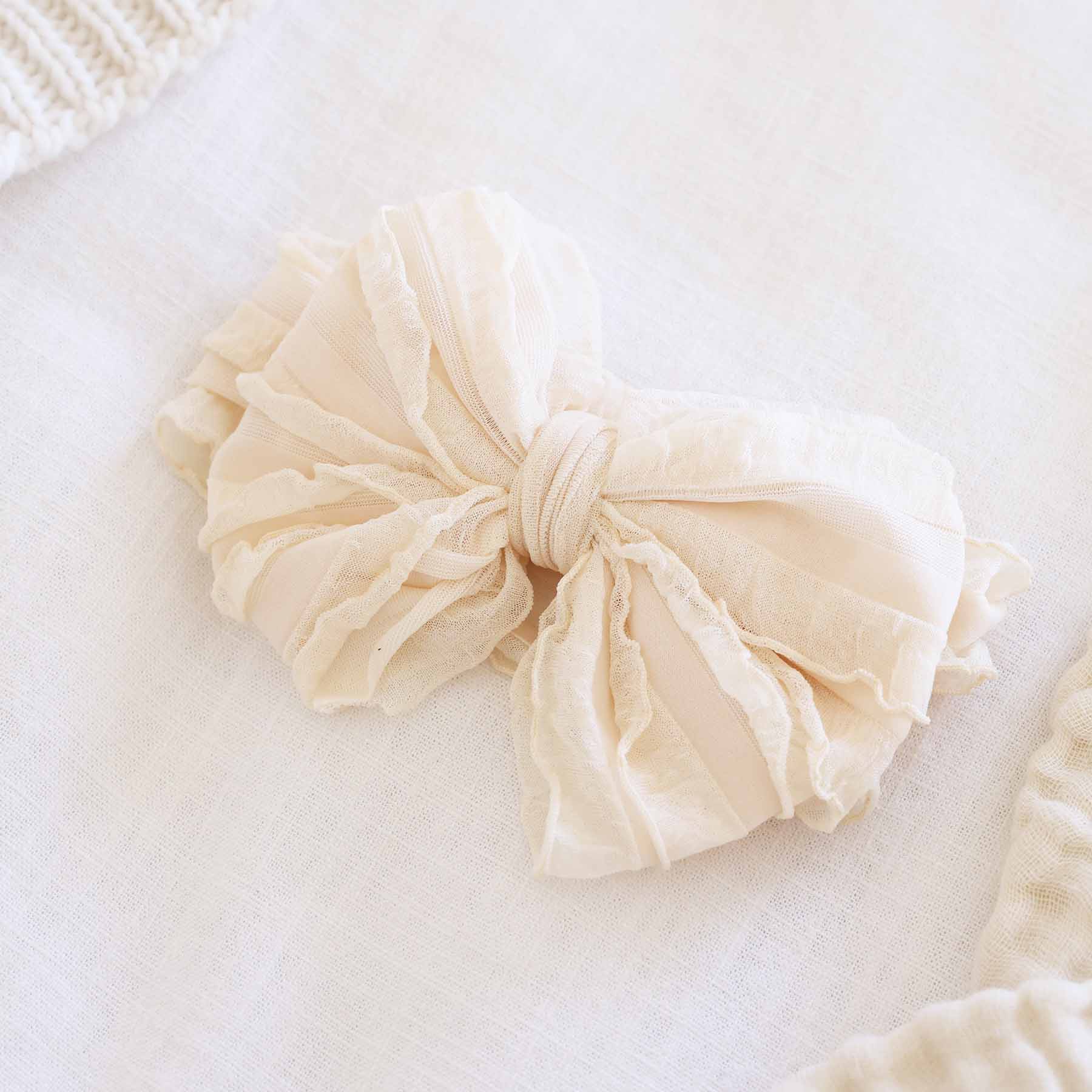 Large Ruffle Knit Bow | Pinks: Lotus