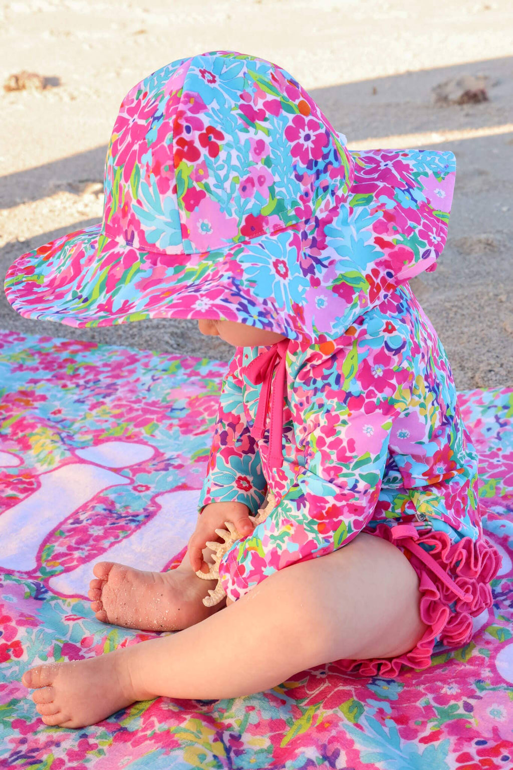 Printed Sun Hat | Petal Splash: M