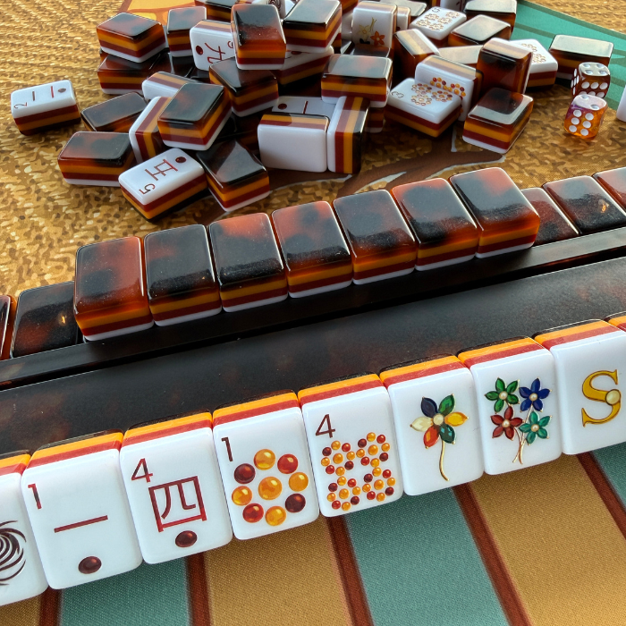 Tortoise Shell Mahjong Rack & Pusher Set Matte Finish: Tortoise Shell