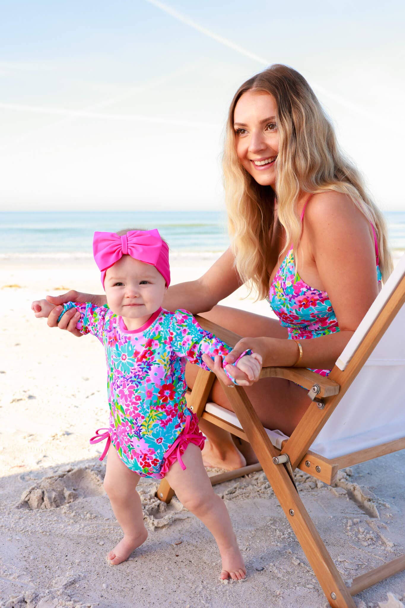 Long Sleeve Rash Guard With Ruffle Bottom | Petal Splash: 6-12 months