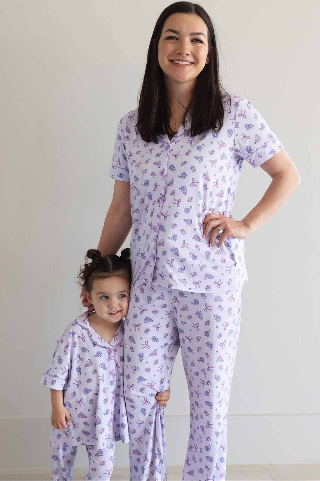 Girl's Two Piece Flare Lounge Set | Ribbon & Roses Purple: 2T