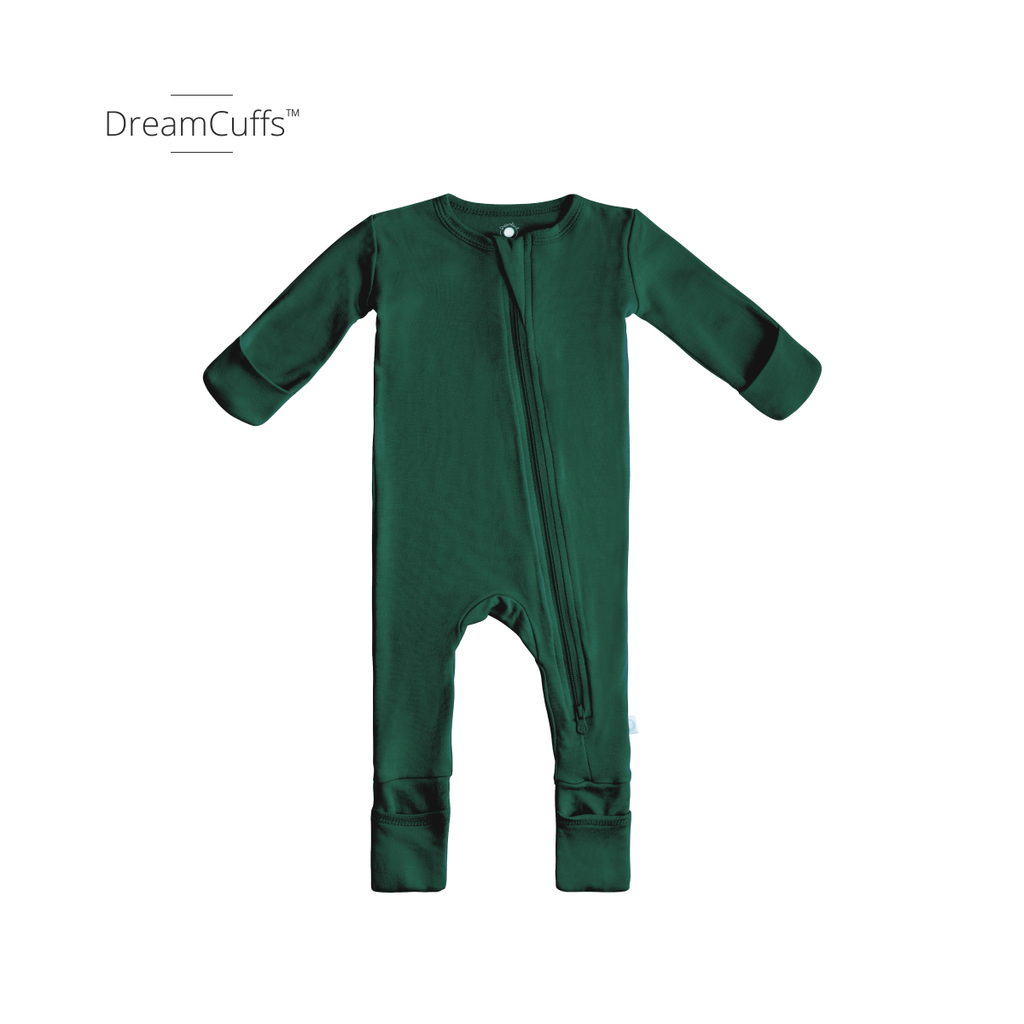 Baby Bamboo Pajamas w/ DreamCuffs™: Forest Green / 3 - 6 Months