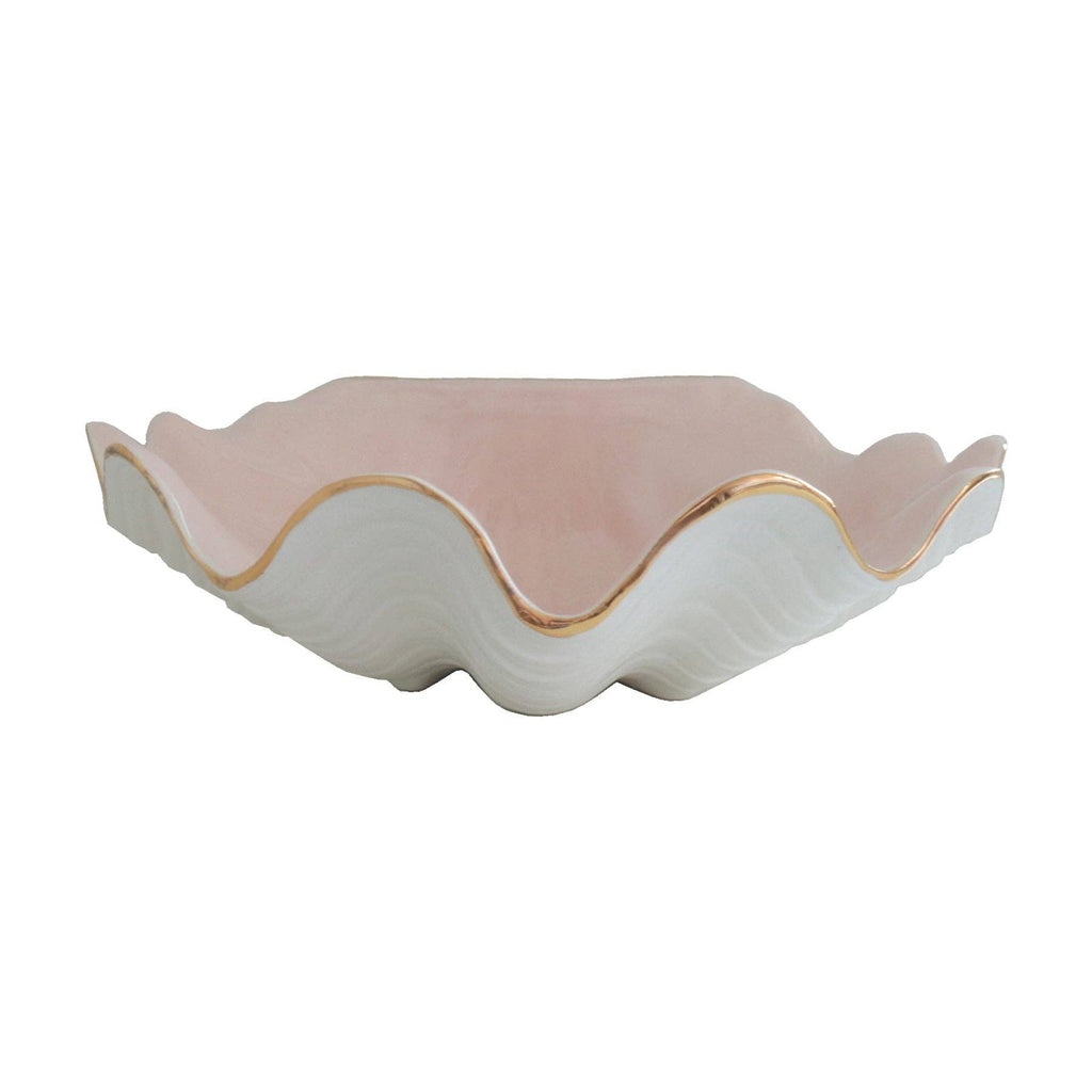 Clam Shell Bowl with 22K Gold Accent: Pink / Large