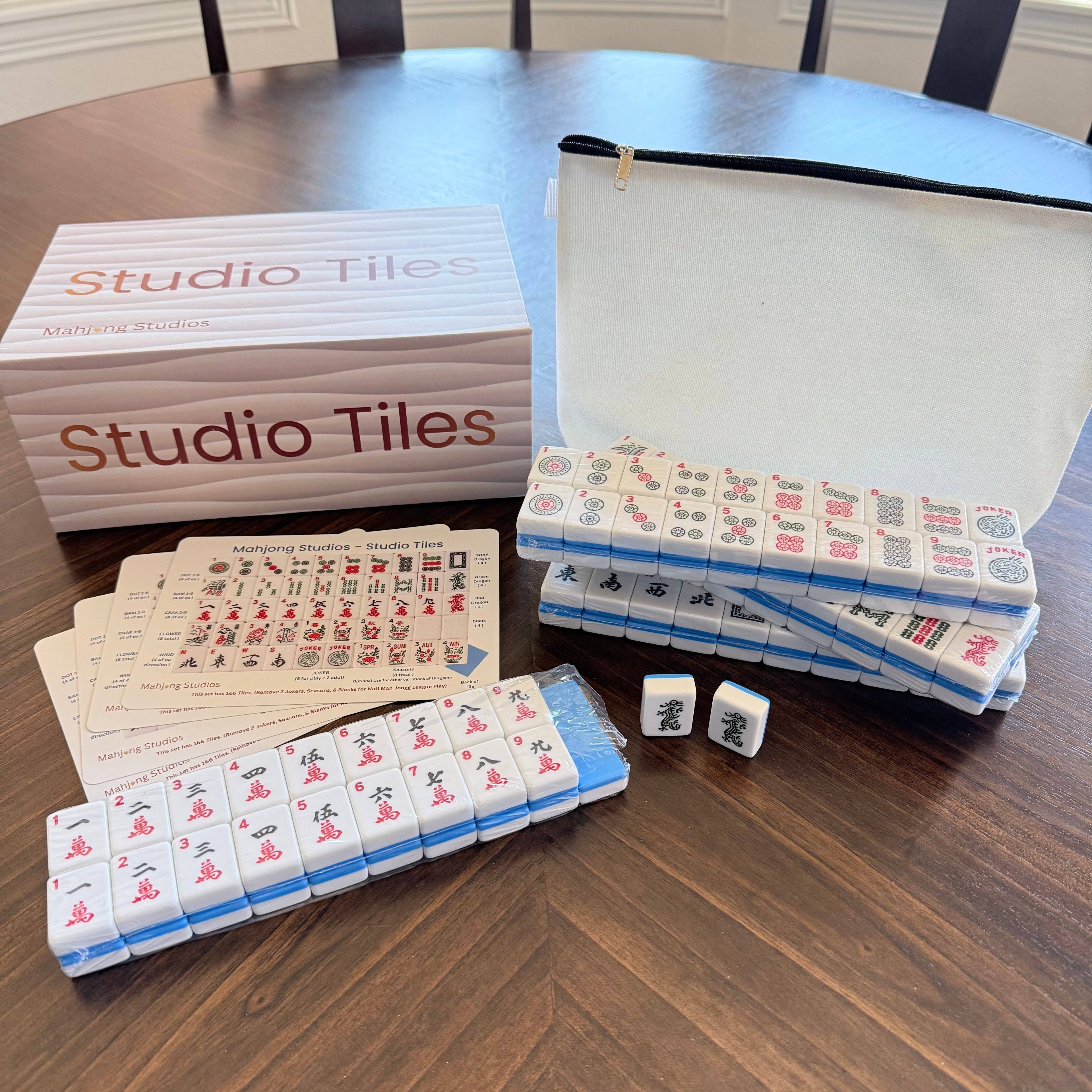 Mahjong Studios – Rose Dragon American Mahjong Tile Set (166 Tiles): All In One - Carry Bag + Tiles & Bag + Mat + Racks + Instructions