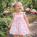 Girls Pink Bow Flamingo Dress: 2T