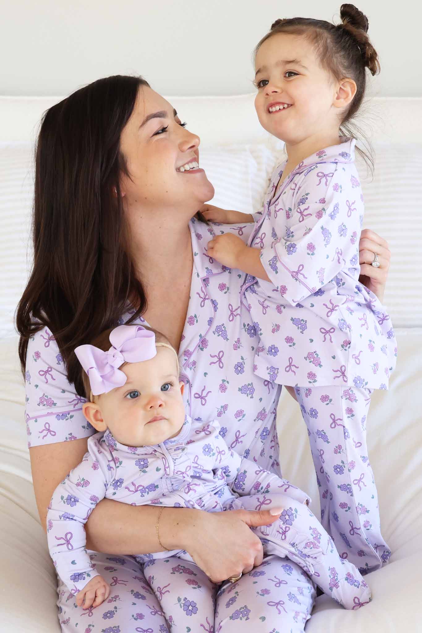 Girl's Two Piece Flare Lounge Set | Ribbon & Roses Purple: 2T