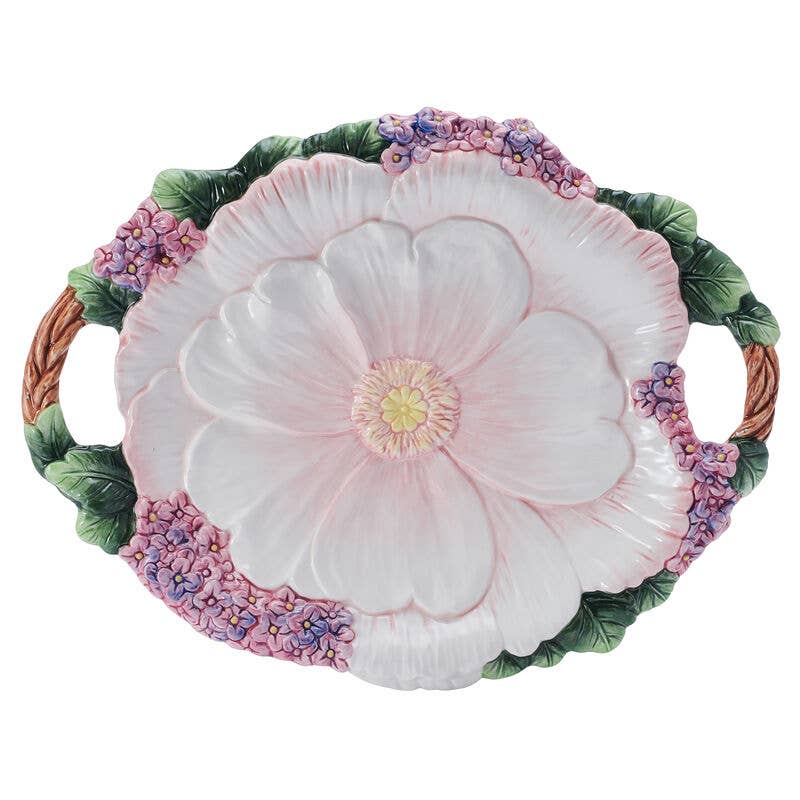 Fitz & Floyd Jardin Large Platter W Handles Photo Box: MULTI / Earthenware