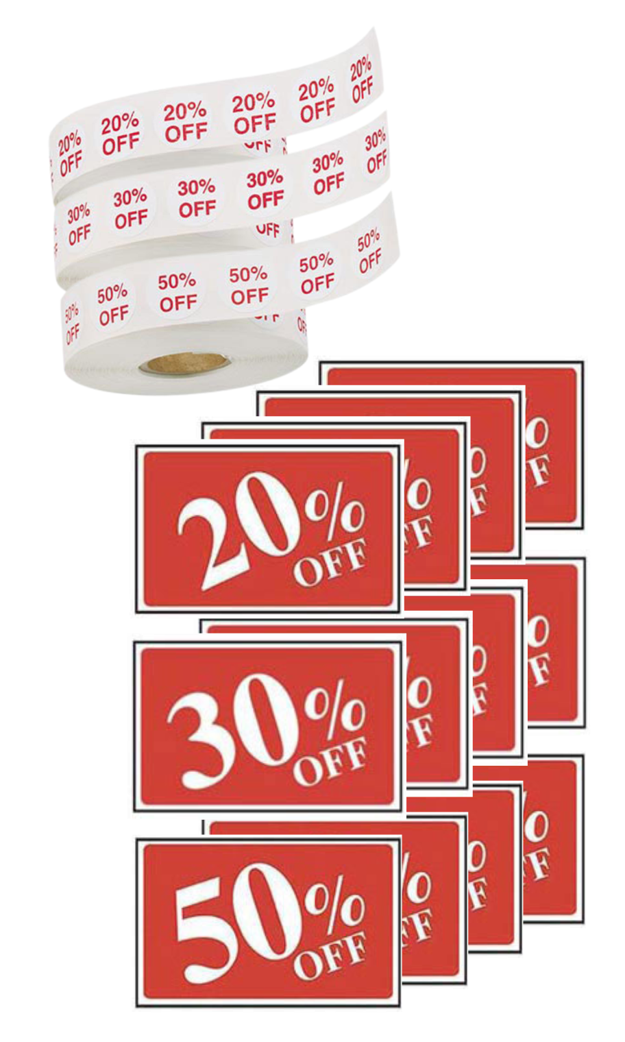 Percent Off Kit - Self-Adhesive Labels and % Off Sign Cards