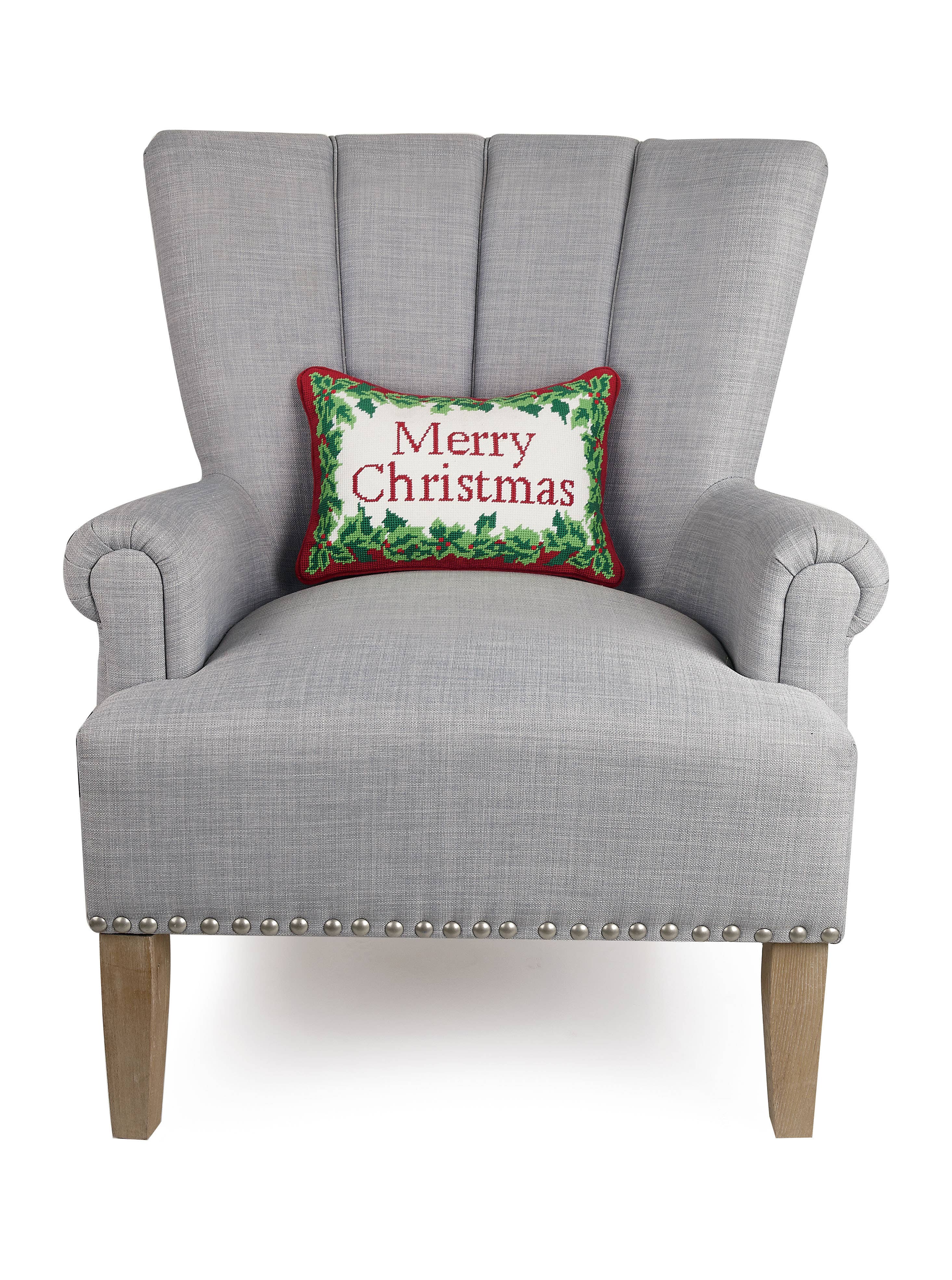 Merry Christmas Embroidered Pillow