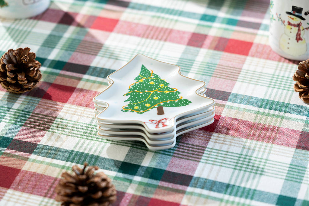 Festive Tree Delight 6" Assorted Dish Set of 4