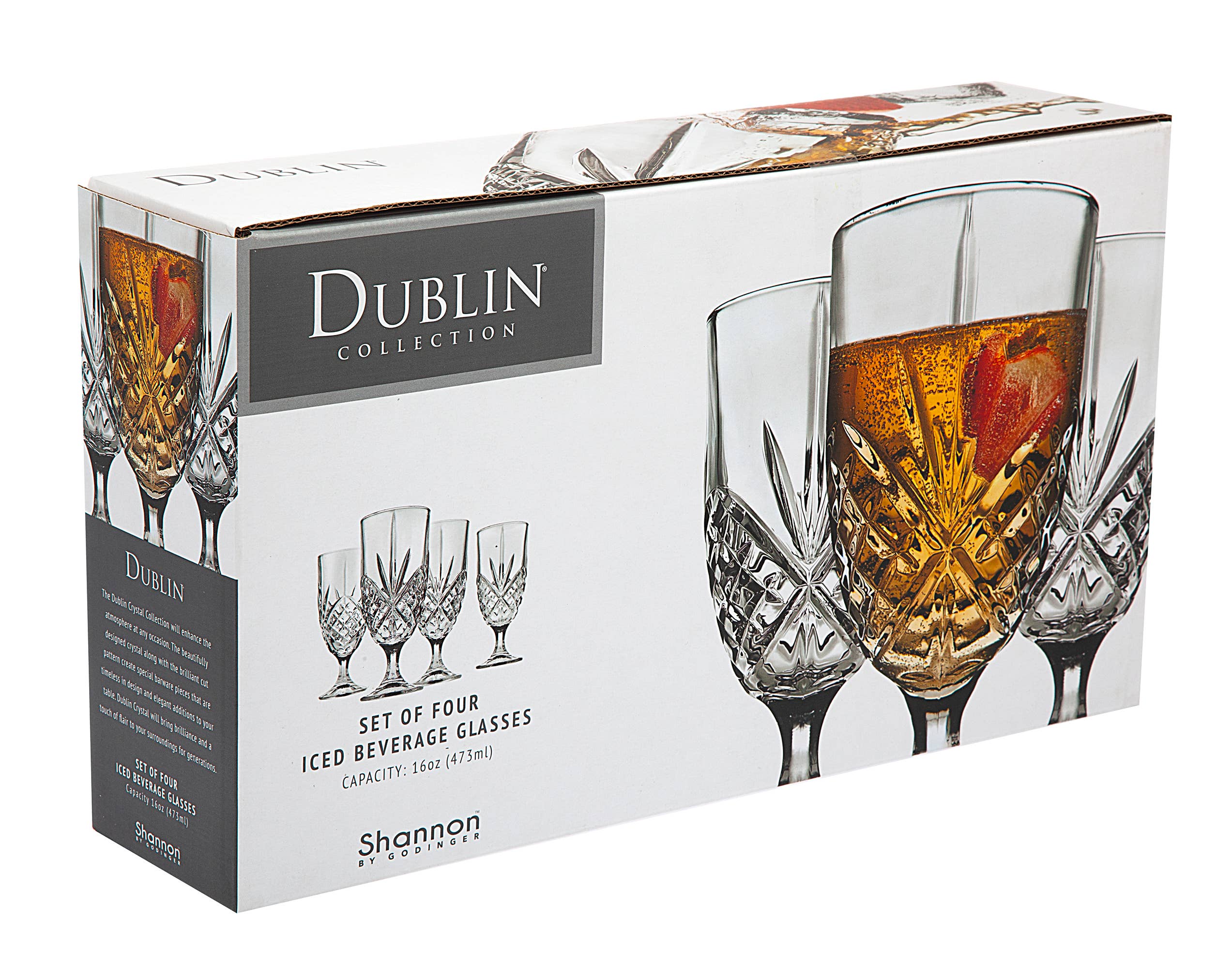 Set of Four Dublin Iced Tea Glasses: Non Leaded Crystal