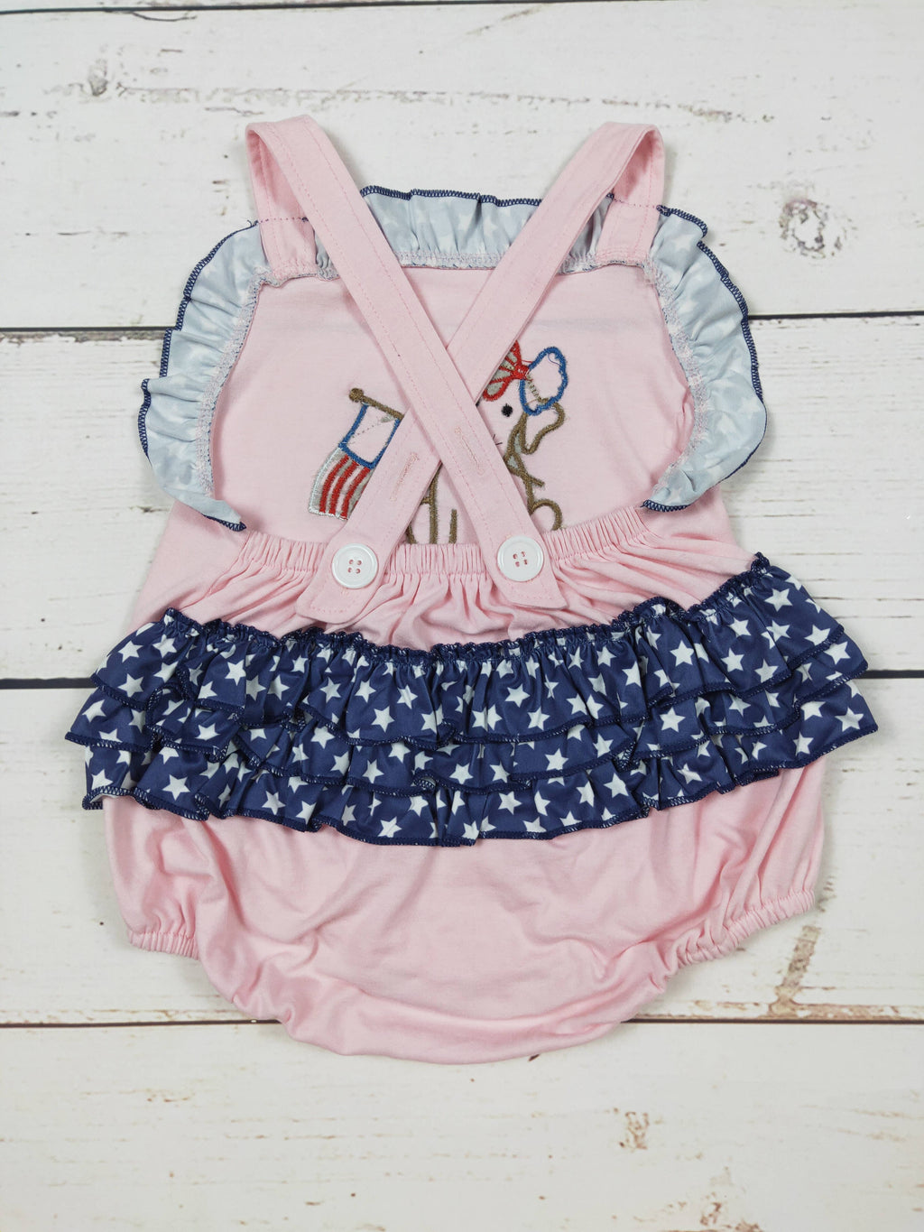 Baby Girl Dog Appliqué Patriotic Bubble: 3-6M
