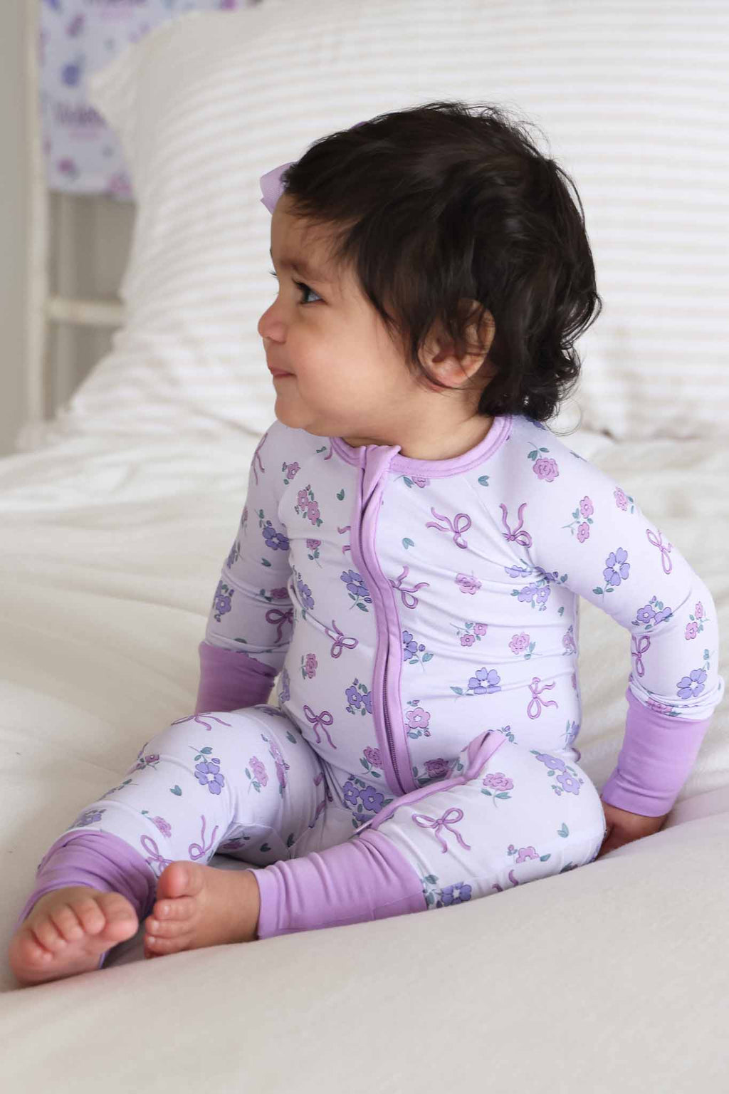 Ribbon & Roses Convertible Zip Romper | Purple: 3-6 months
