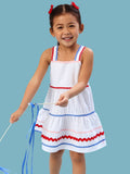 Girls Americana Signature Seersucker Tiered Ric Rac Swing Dress: Multi-Color / 2T