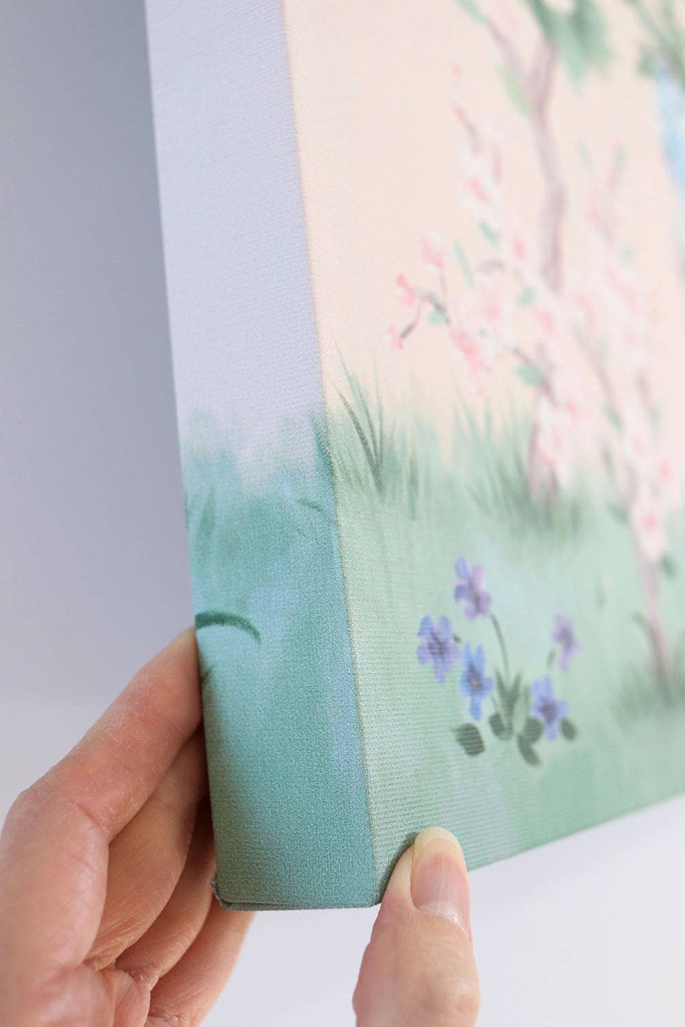April, a pink chinoiserie canvas wrap: 15x30 inch / Image Wrap