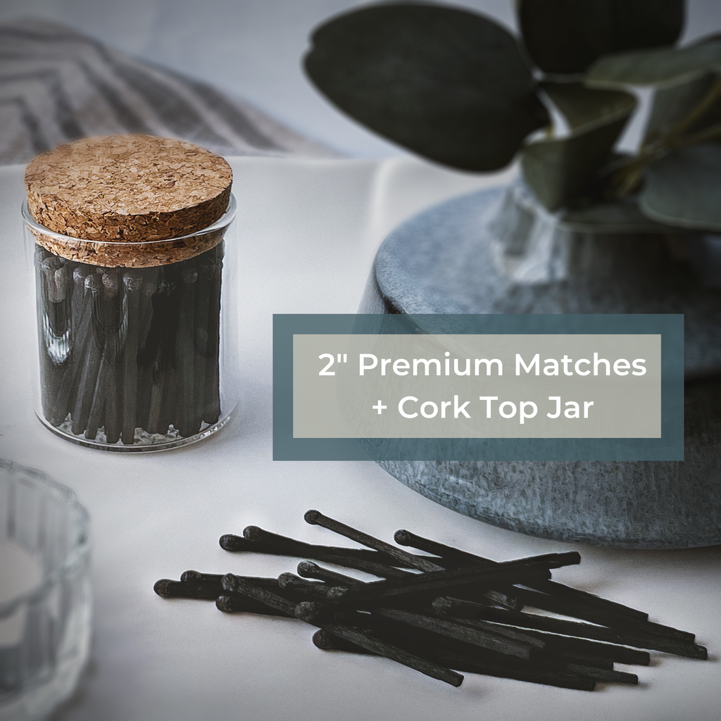 2" Matches in Cork Top Jar - Colors of Your Choice: Tuxedo