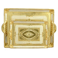 Florentine Carved Rectangle Tray with Handles, M or L, Made in Italy: Cappuccino / Medium