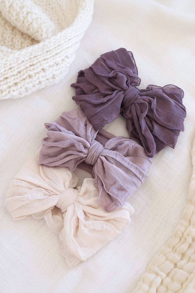 Large Ruffle Knit Bow | Purples: Amethyst