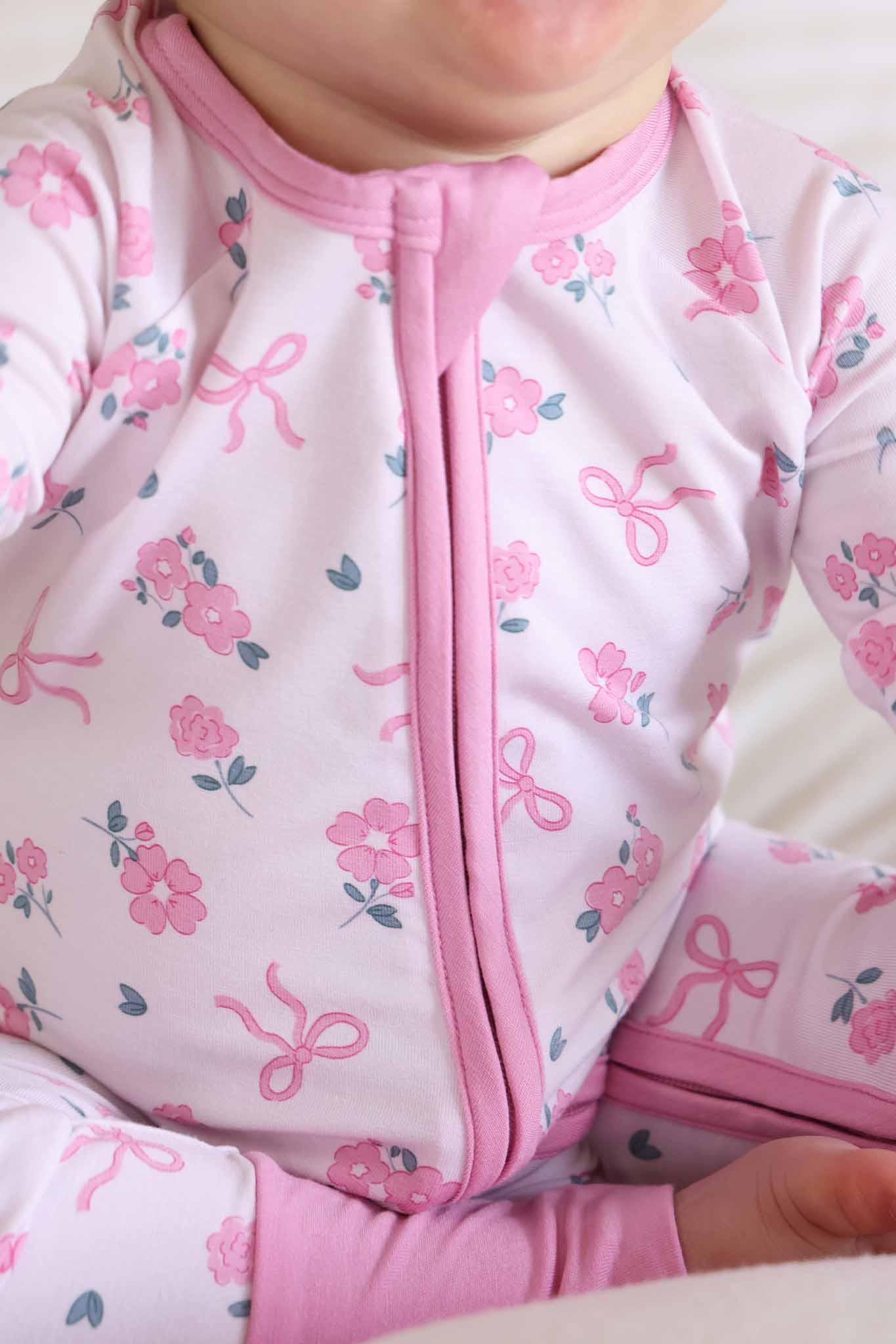 Ribbon & Roses Convertible Zip Romper | Pink: 3-6 months