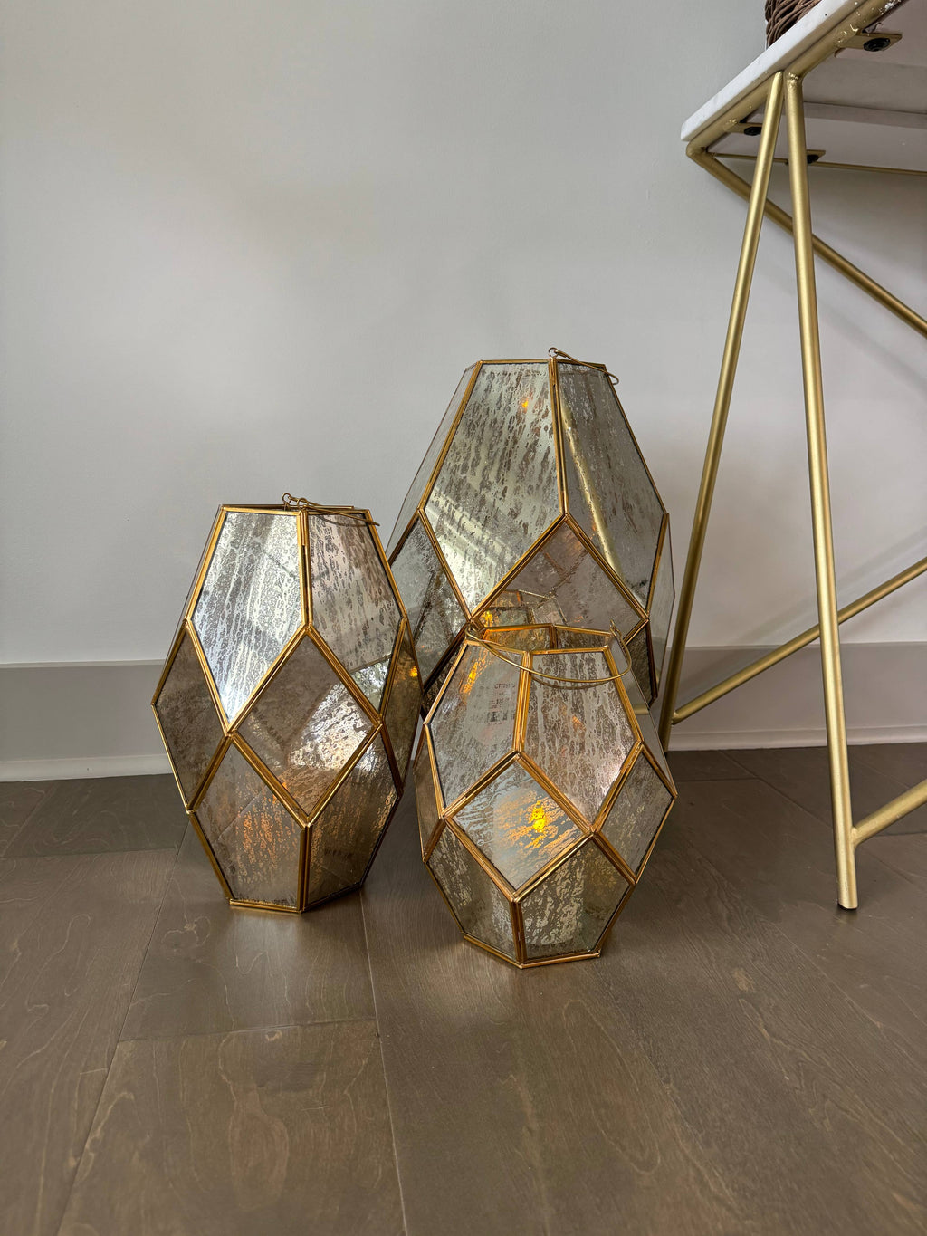 Large 18.5”Paragon Geometric Lantern with Antique Glass