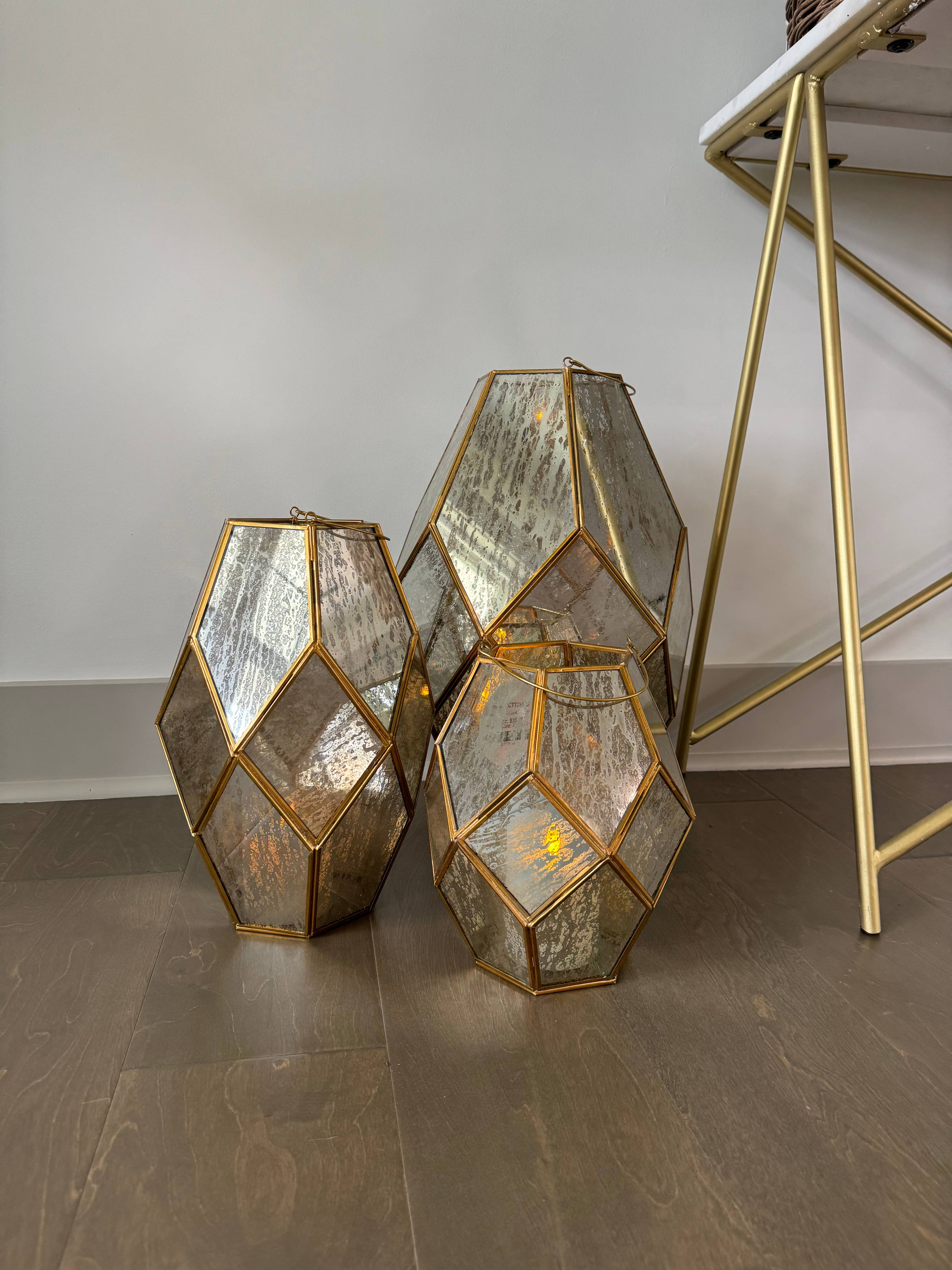 Large 18.5”Paragon Geometric Lantern with Antique Glass