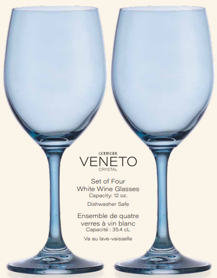 Set of Four Veneto White Wine Glasses: Clear