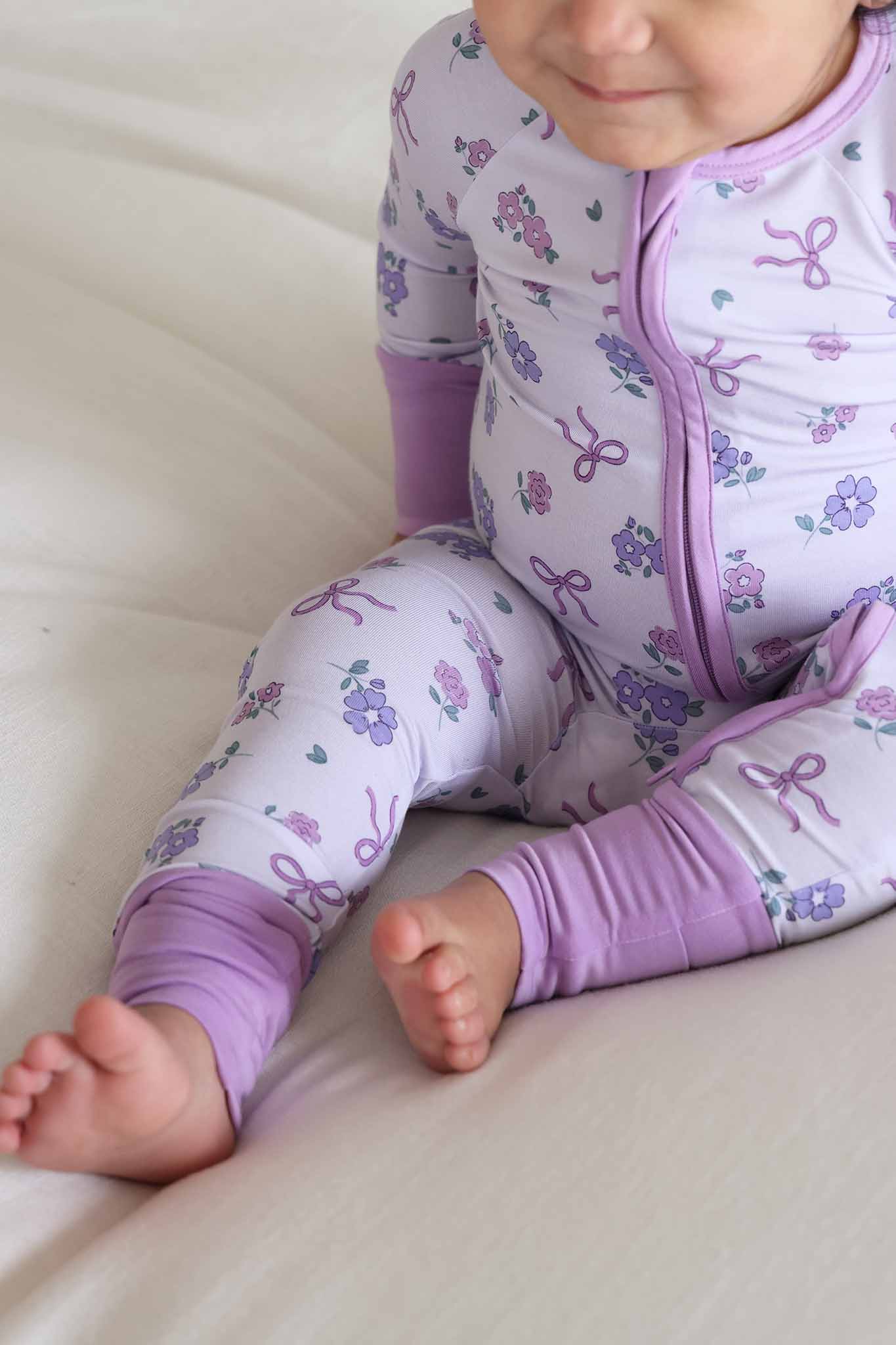 Ribbon & Roses Convertible Zip Romper | Purple: 3-6 months