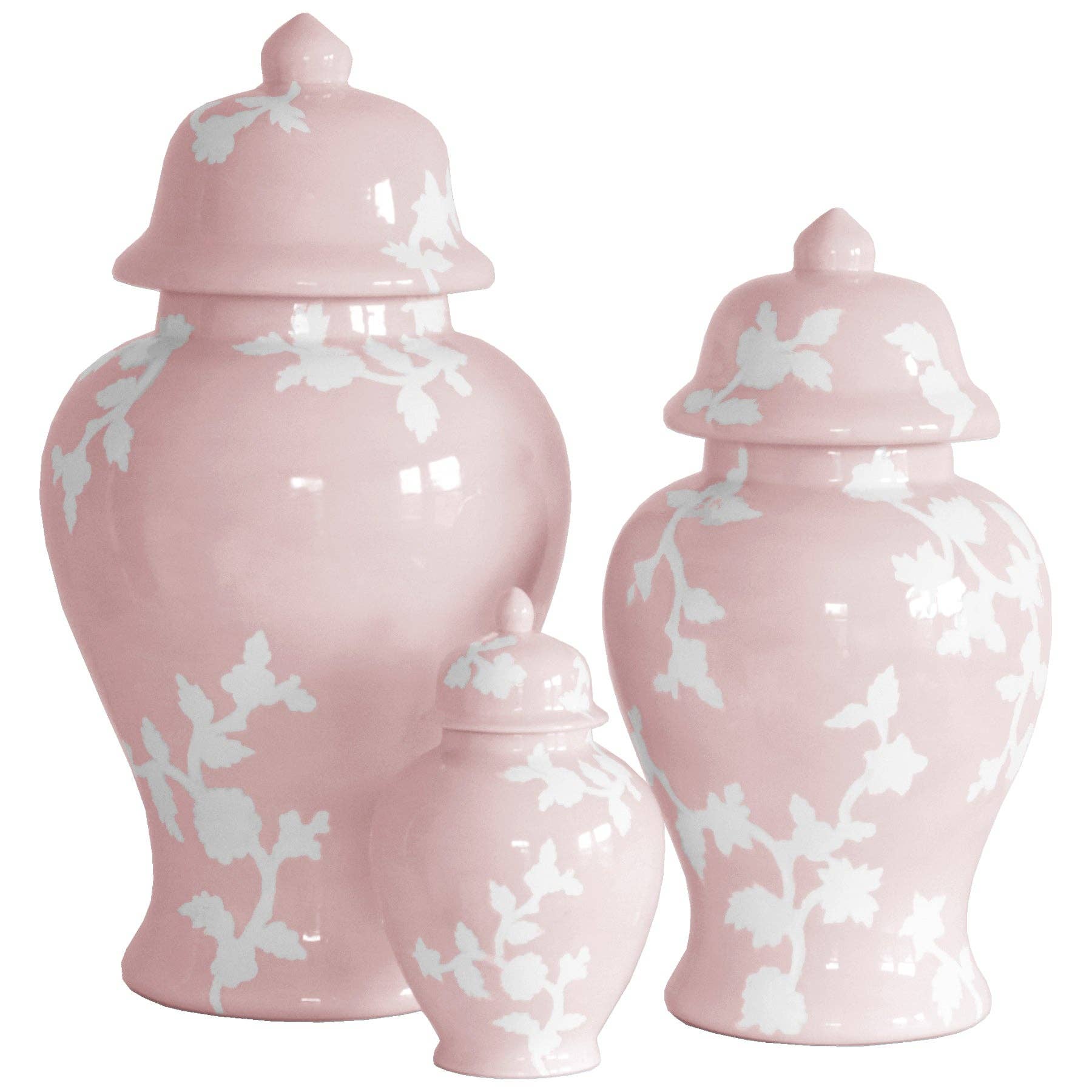 Chinoiserie Dreams Ginger Jars in Cherry Blossom Pink: Medium