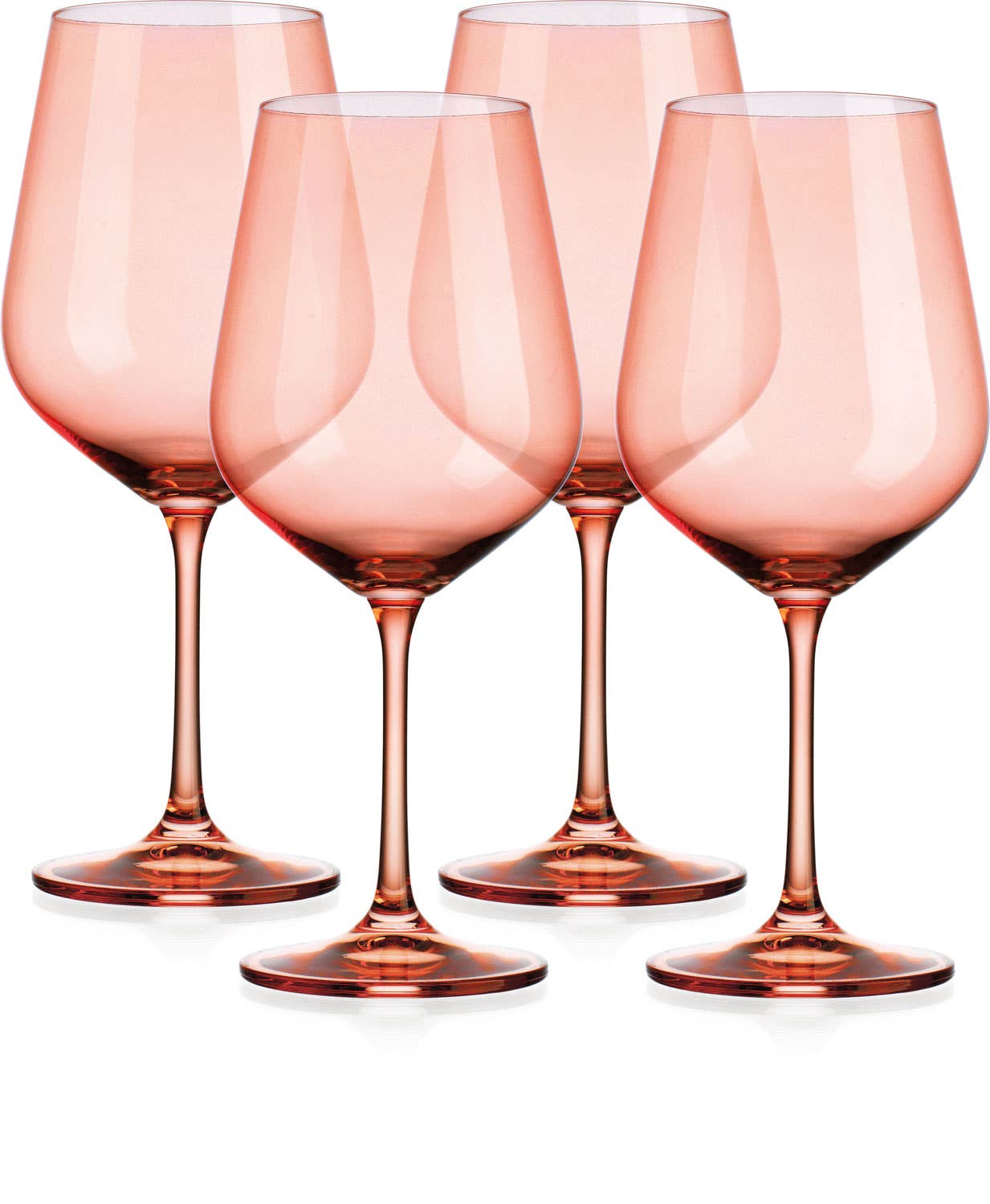 Set of Four Colored Red Wine Glasses - multi color avail: Coral