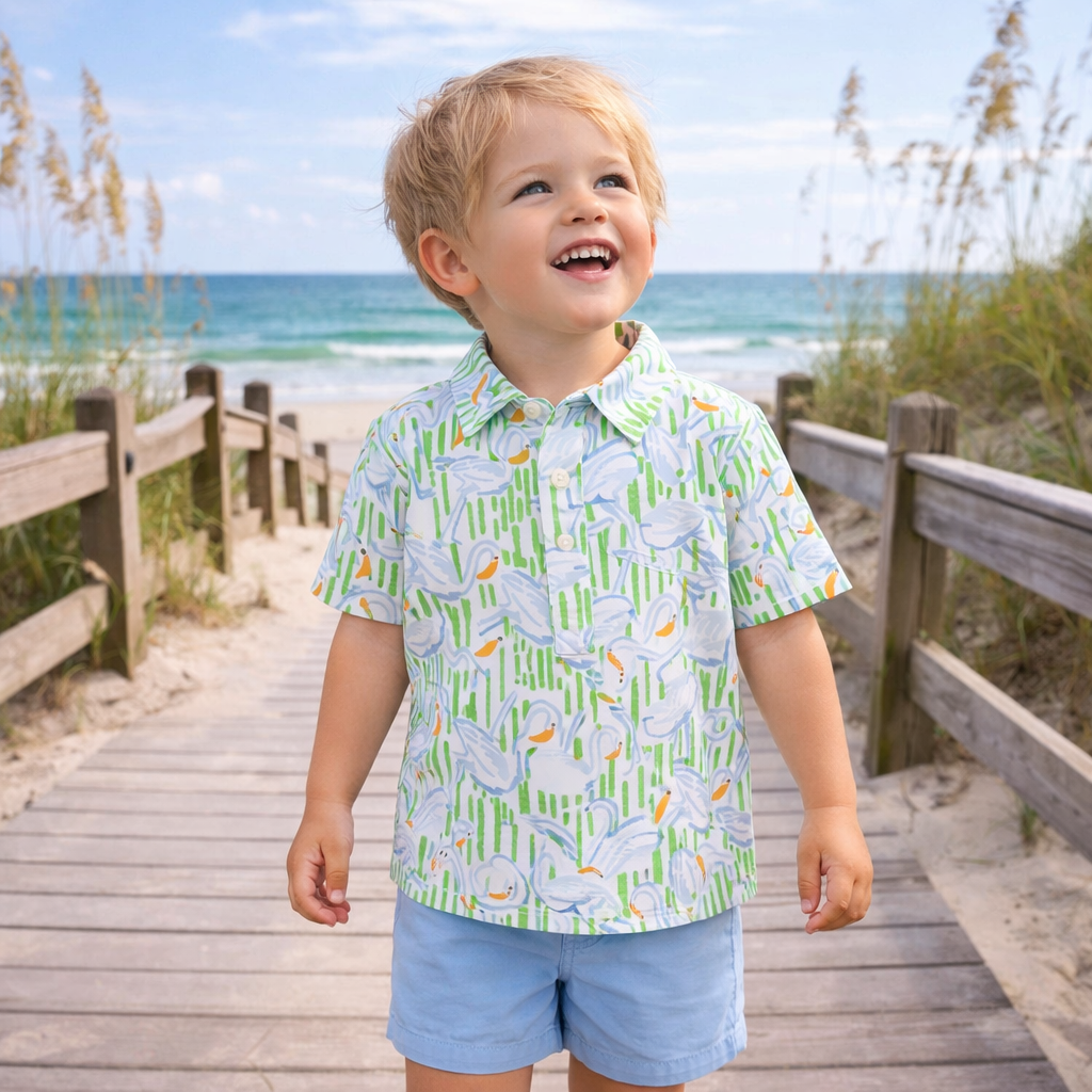 Boys Summer Swan Polo: 2T