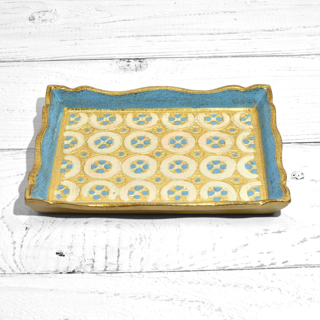 Florentine Carved Wood Rectangle Tessellated Mini Tray: White