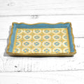 Florentine Carved Wood Rectangle Tessellated Mini Tray: Capri Blue