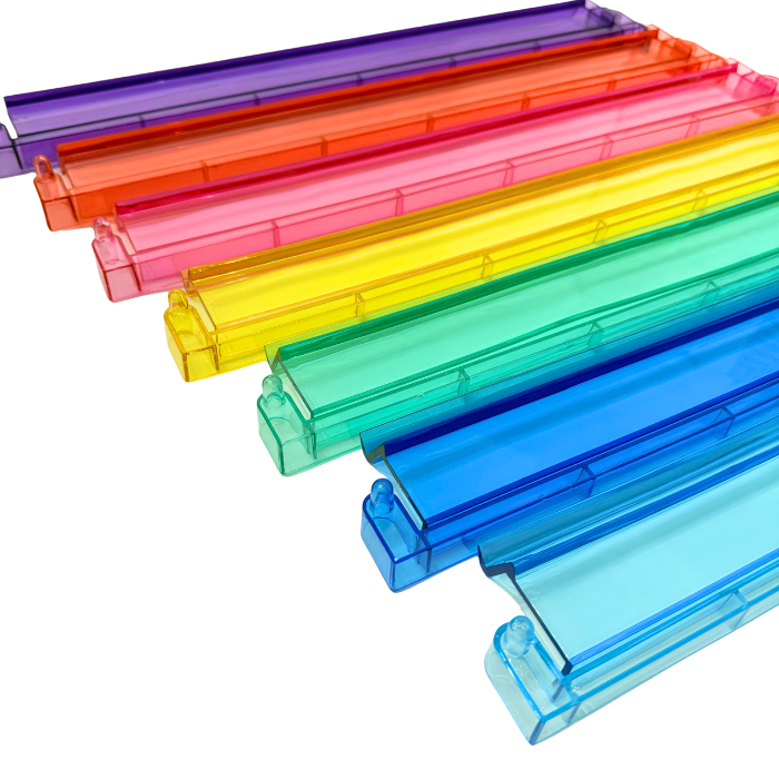 Mahjong Rack and Pusher Set of 4 - Multi Colors Blue Purple Red Green Clear: Green