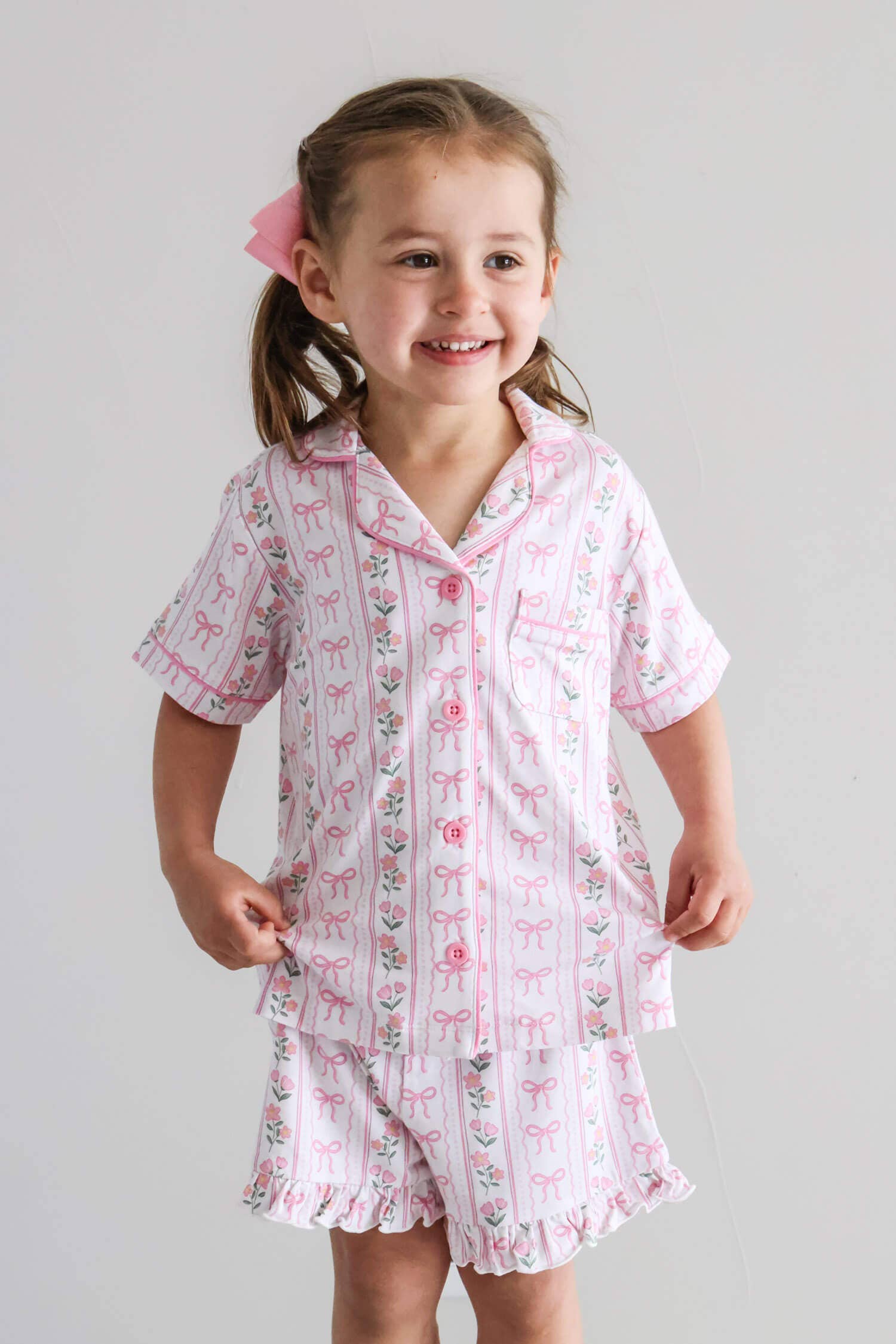Girl's Two Piece Short Lounge Set | Coquette Garden: 2T