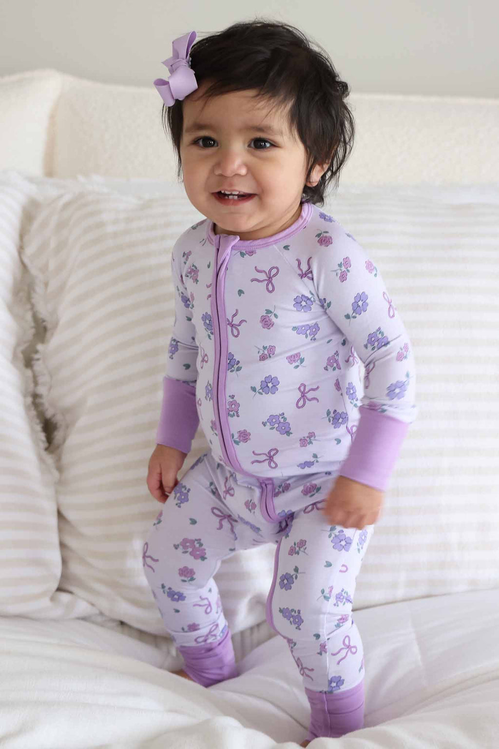 Ribbon & Roses Convertible Zip Romper | Purple: 3-6 months
