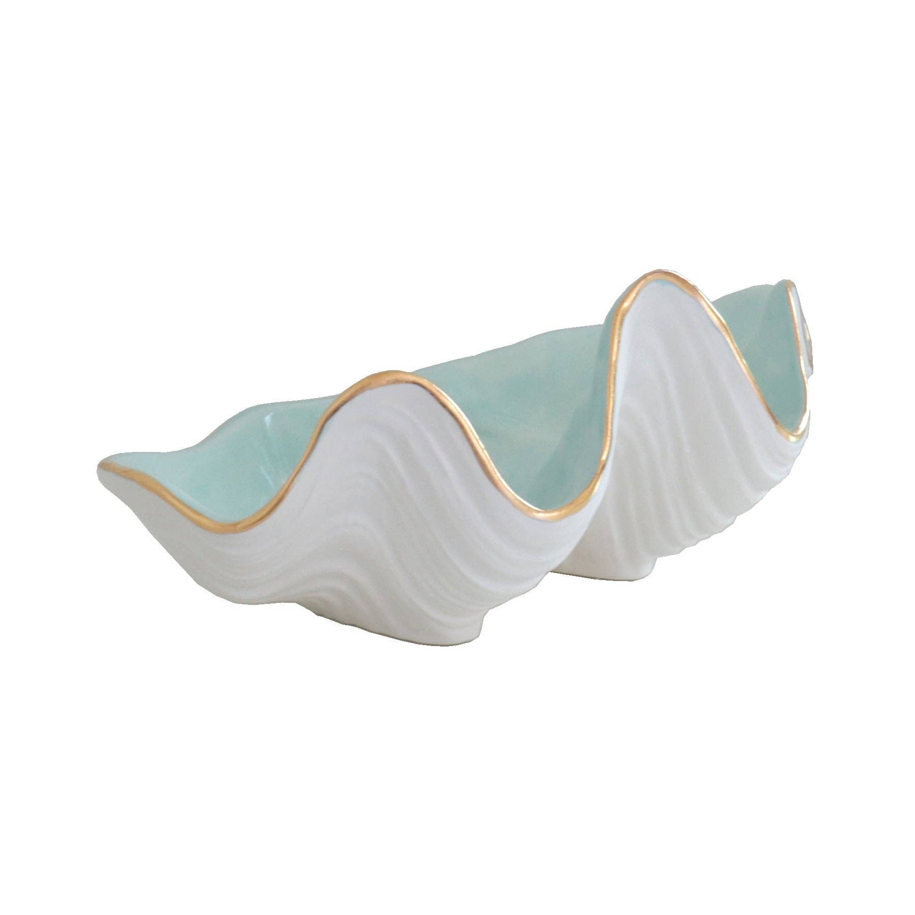 Clam Shell Bowl with 22K Gold Accent: Pink / Large