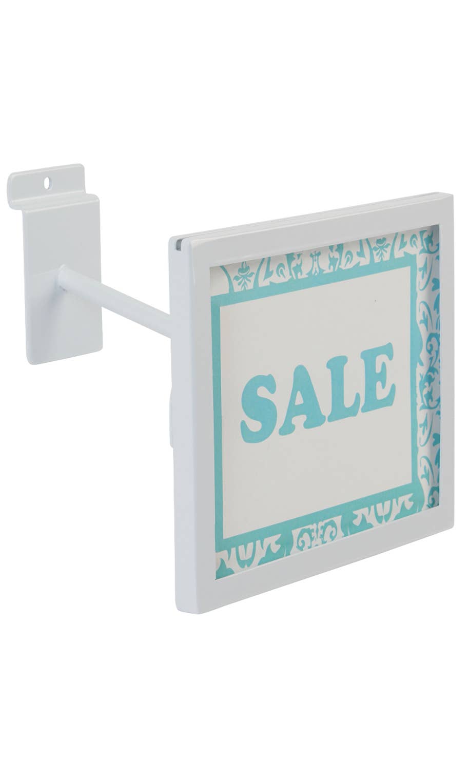 Rectangular White Faceout Sign Holder For Slatwall