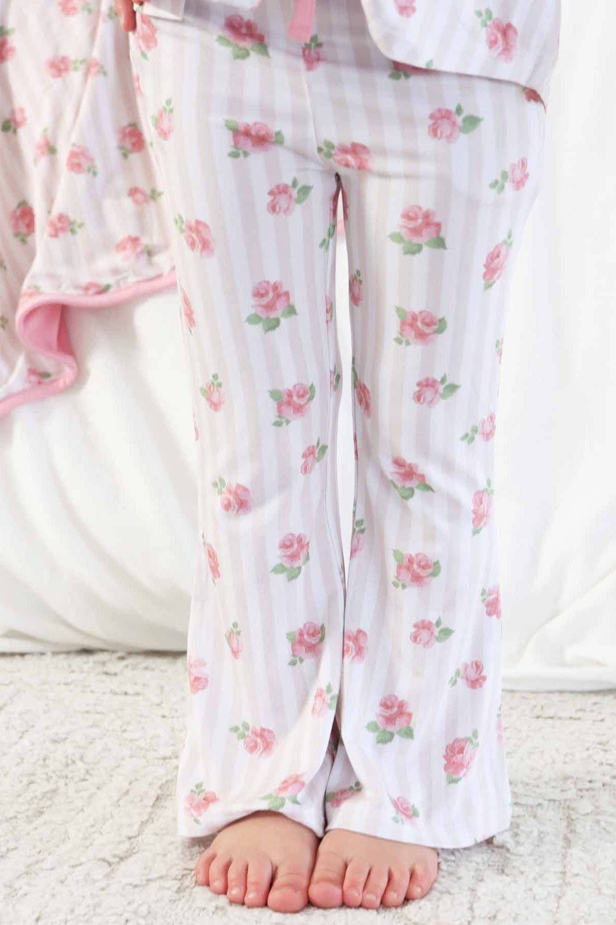 Girl's Two Piece Flare Lounge Set | Rosy & Cozy: 12-18 months
