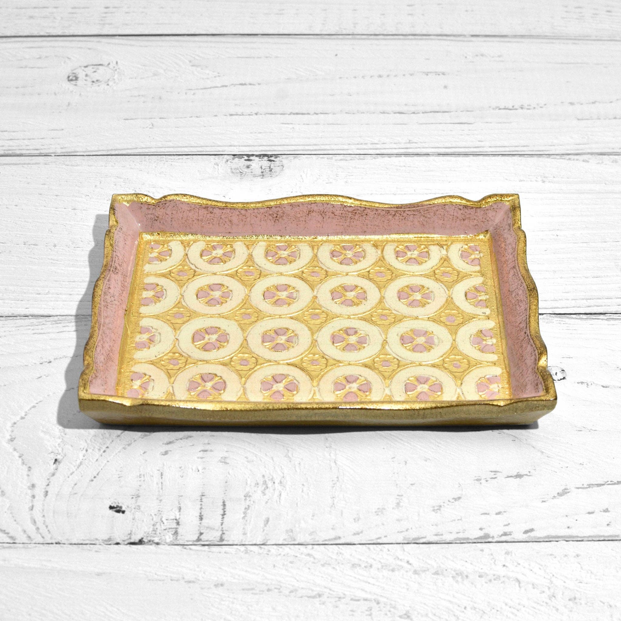 Florentine Carved Wood Rectangle Tessellated Mini Tray: Capri Blue