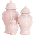 Bow Stripe Ginger Jars in Cherry Blossom Pink: Medium