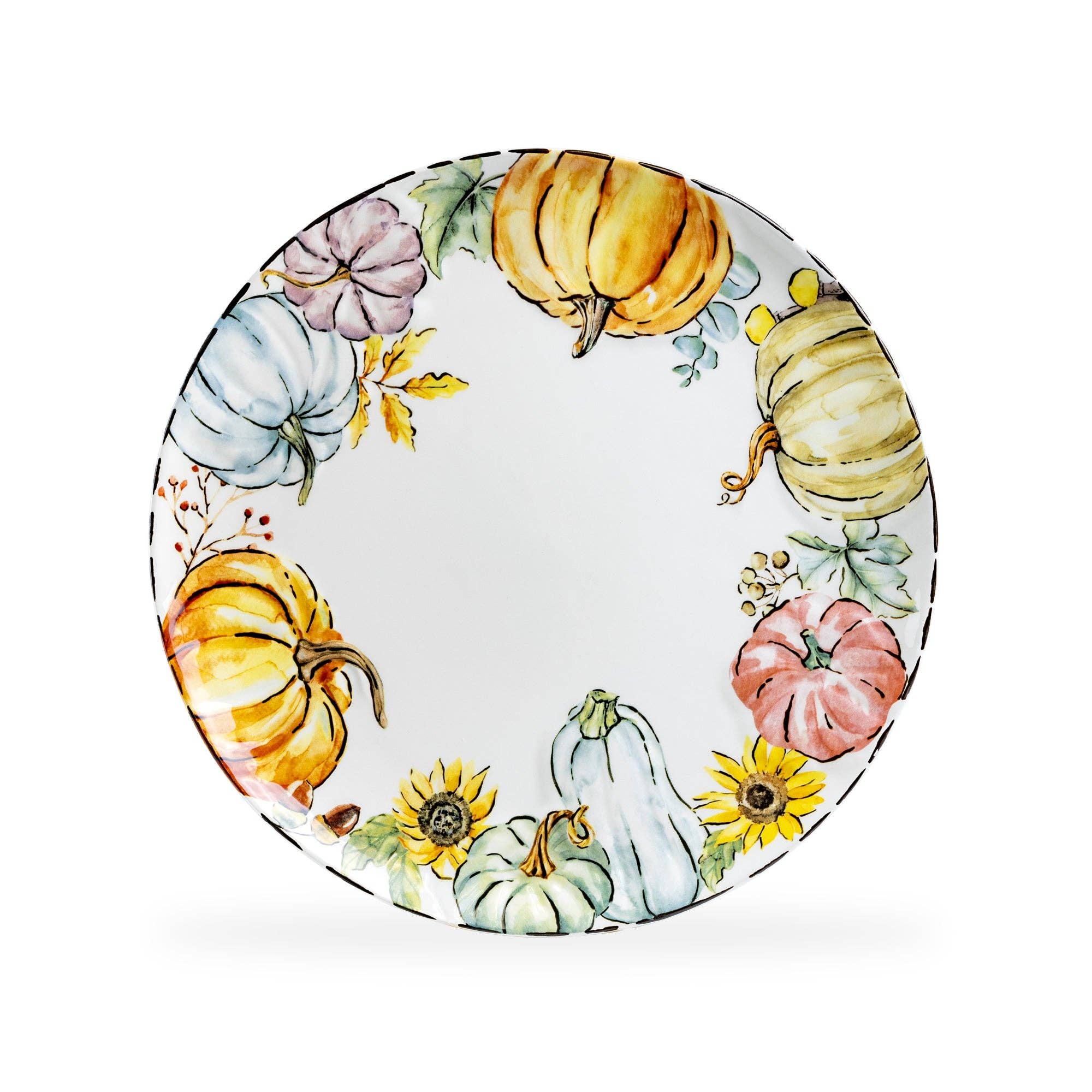 Fall Pumpkins with Sunflowers 10.5" Dinner Plate