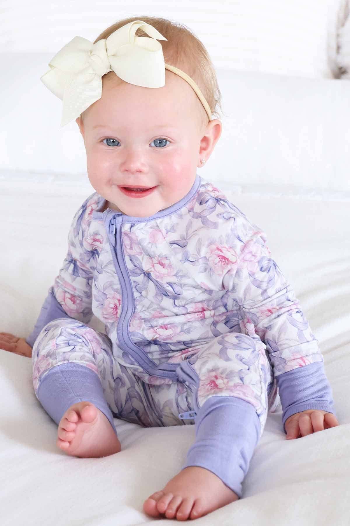 Leighton's Lavender Convertible Zip Romper: 0-3 months