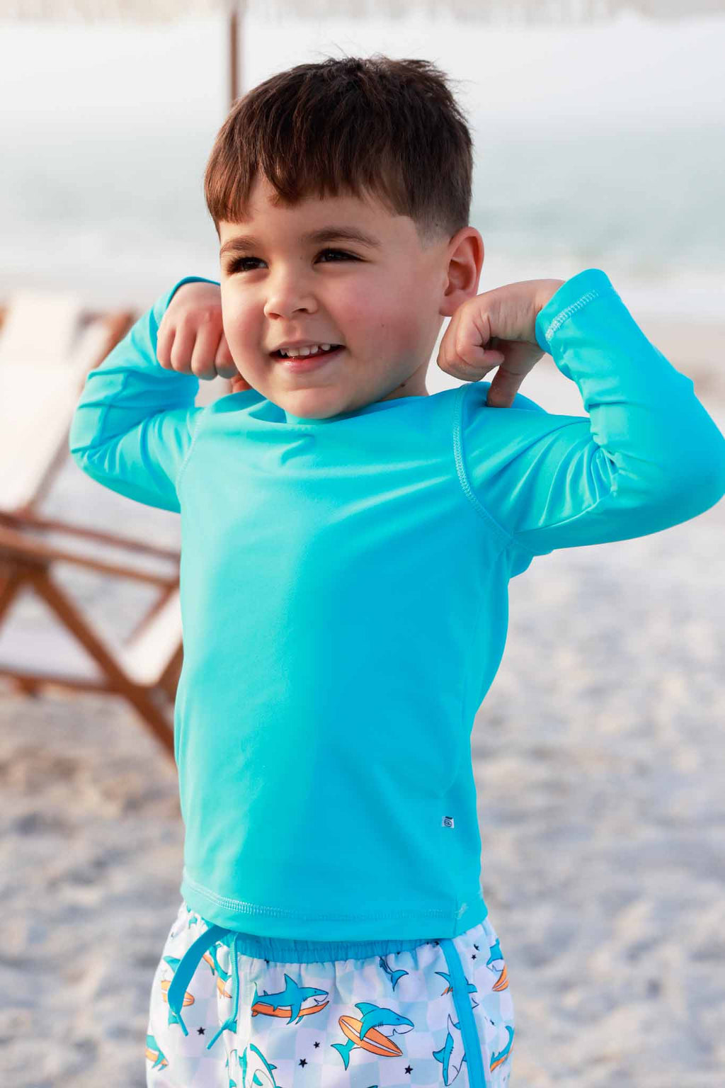 Long Sleeve Rash Guard Shirt | Sharking Blue: 18-24 months