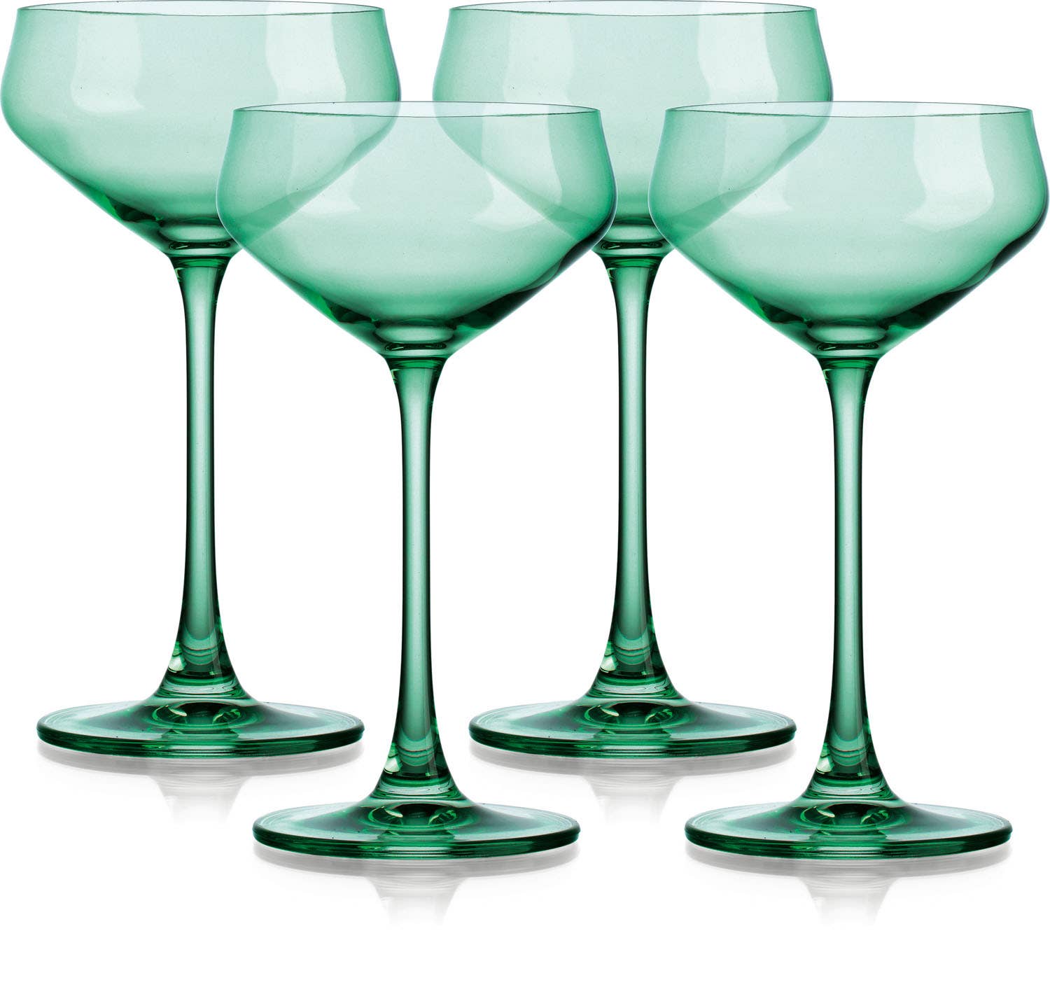 Set of Four Colored Coupes - Multi Colors Avail: Coral